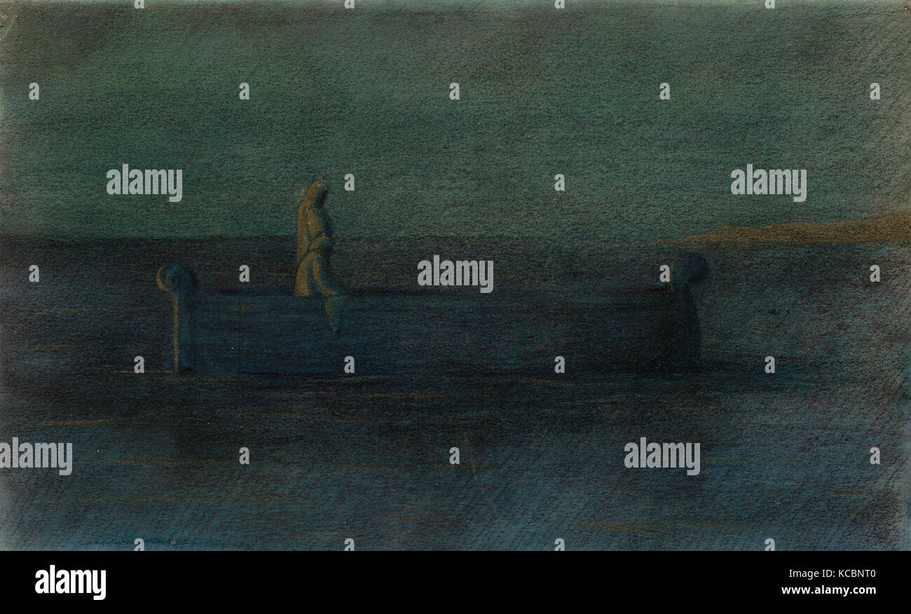 Zeichnungen und Druckgraphik, Zeichnung, zwei verdeckten Zahlen in einem Boot, möglicherweise ein Bühnenbild entwerfen, Künstler, Herbert E. Crowley, Britische Stockfoto