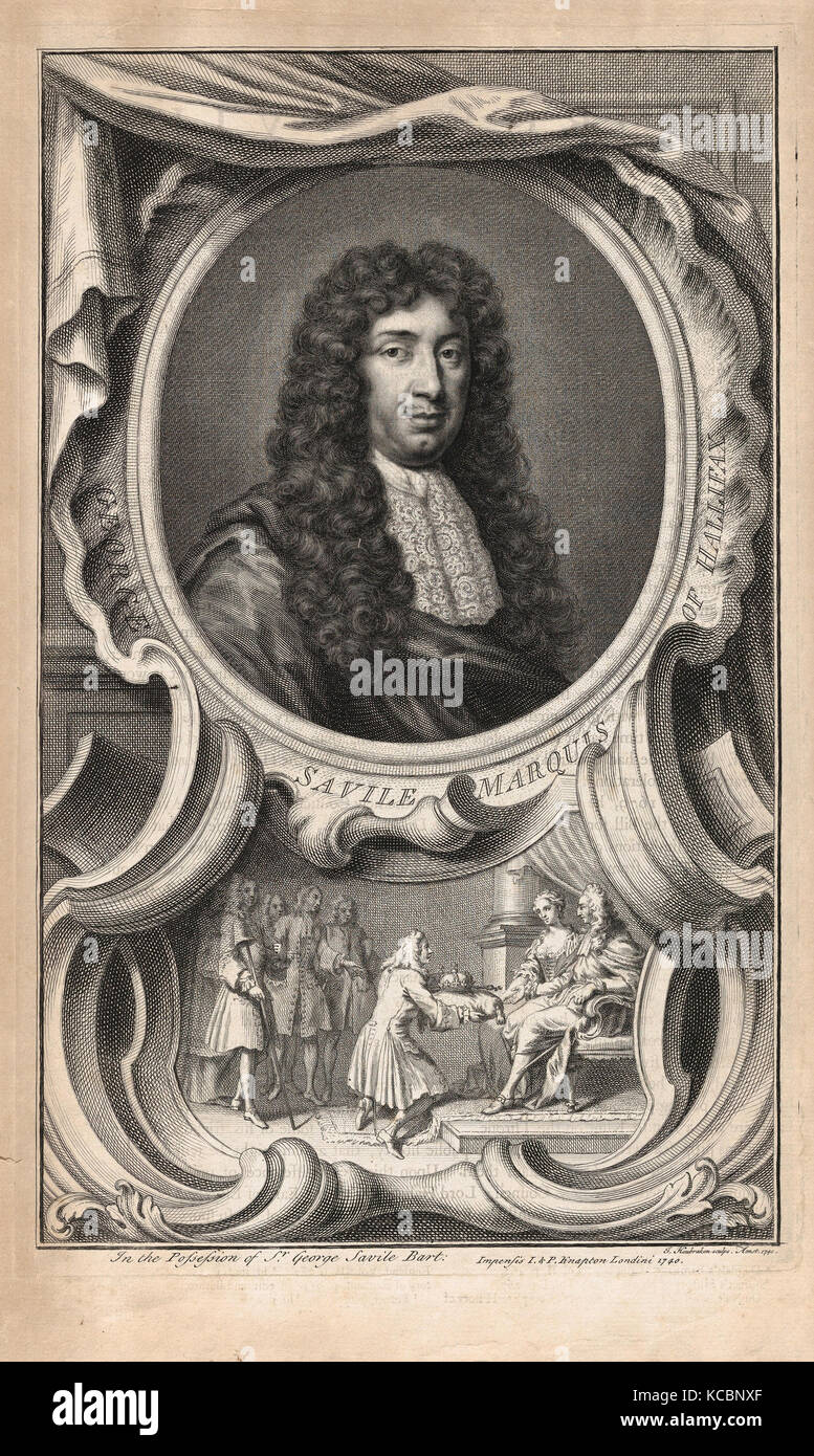 Zeichnungen und Drucke, Drucken, Porträt von George Savile, Marquis von Hallifax, Thomas Birke, die Köpfe von illustren Personen Stockfoto