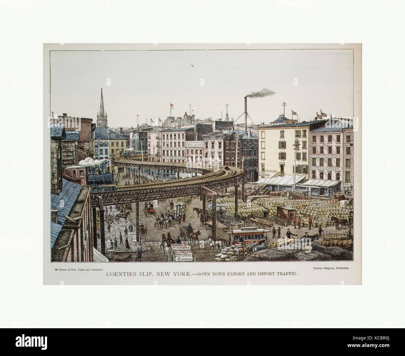 Coenties Slip, New York.-- Down Town Export und Import Handel, 1850 - 1900 Stockfoto