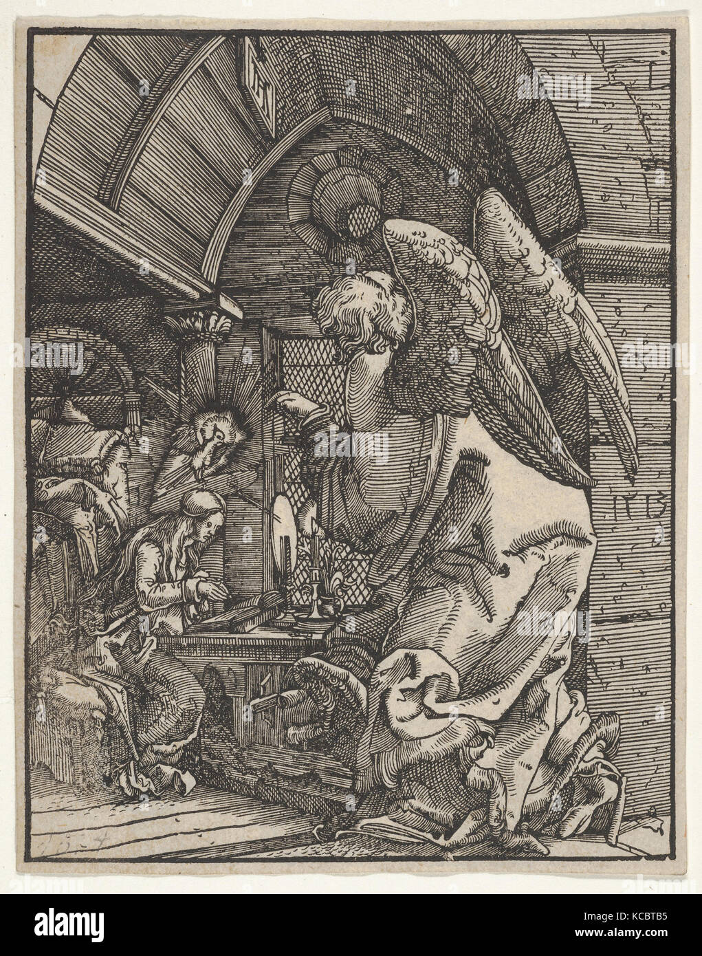 Die Verkündigung, 1513, Holzschnitt, Blatt: 4 15/16 x 3 7/8 in. (12,5 × 9,8 cm), Drucke, Albrecht Altdorfer (Deutsch, Regensburg Stockfoto