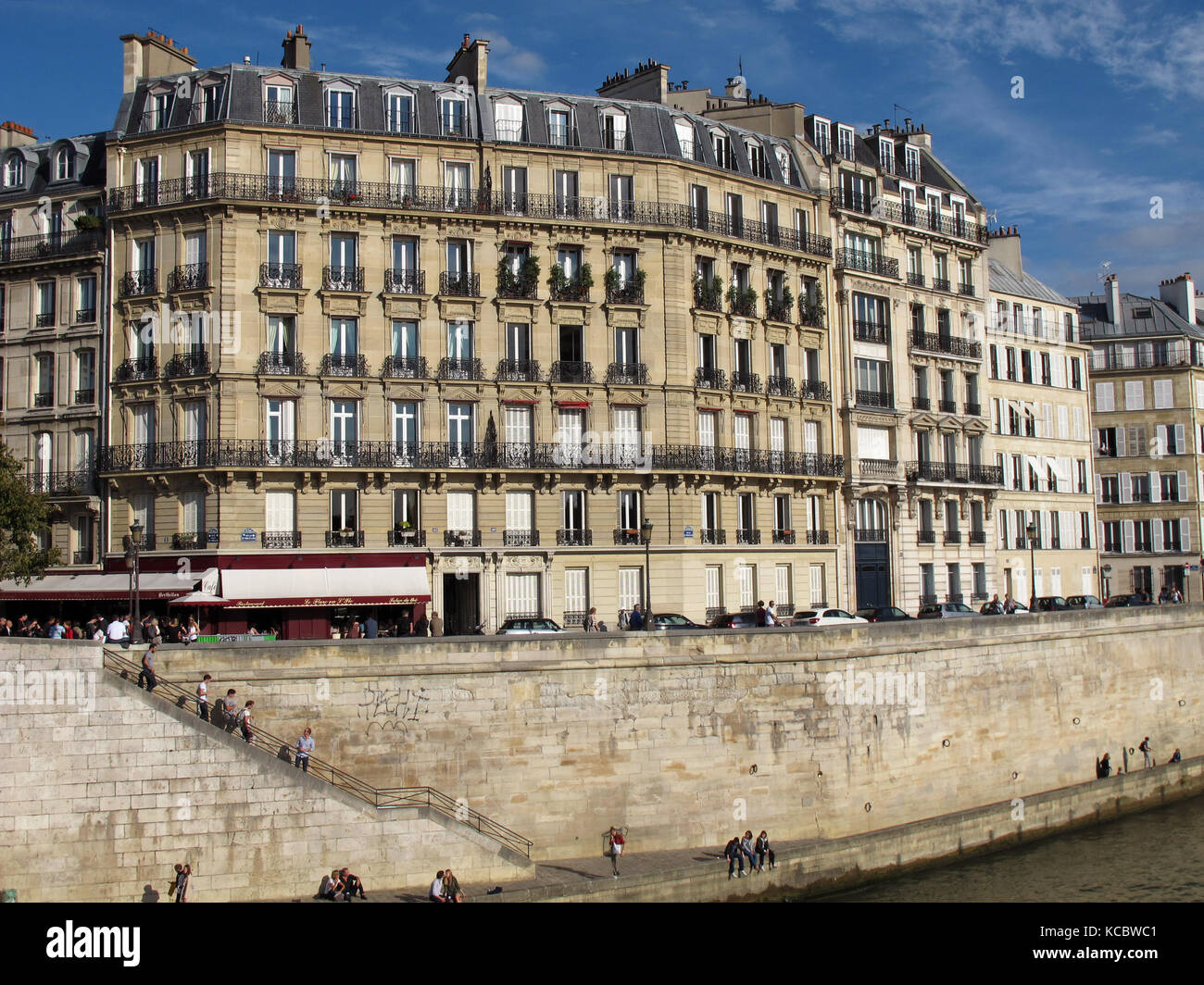 Quay d'Orleans, Ile Saint Louis Insel, Seine, Paris, Frankreich, Europa Stockfoto