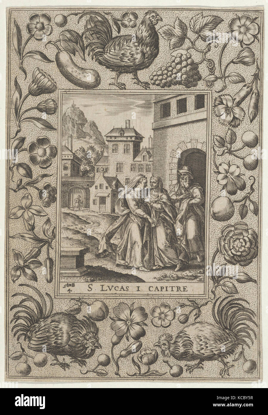 Die Visitation, 1580-1600, Gravieren, Blatt: 5 1/8 x 3 7/16 in. (13 × 8,8 cm), Abraham de Bruyn (Flandern, Antwerpen 1540 - 1587 Stockfoto