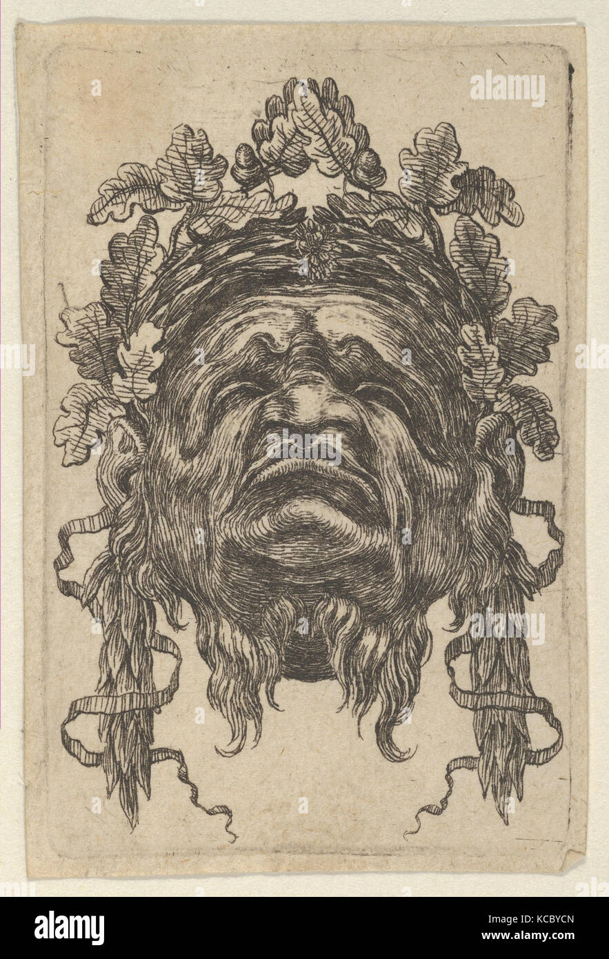 Maske mit einem Kranz aus Lorbeer und ein Kranz aus Eichenlaub, gesehen von unten, von Tauchern Masken, Francois Chauveau, Ca. 1635 - 45 Stockfoto