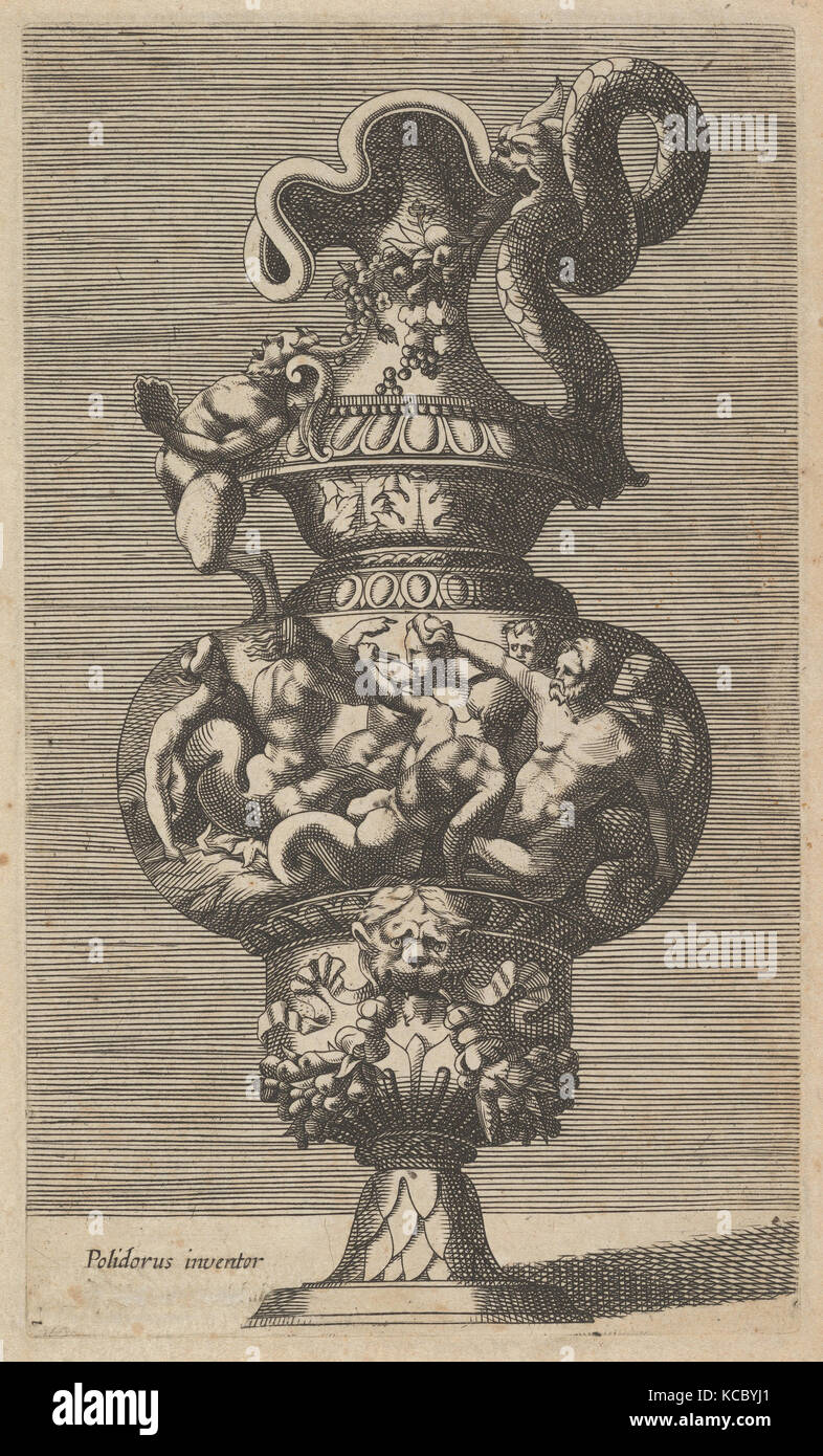 Vase mit einer Gruppe von Meerjungfrauen, Mermen und Meer Kentauren, (Ende des 17. Jahrhunderts Stockfoto
