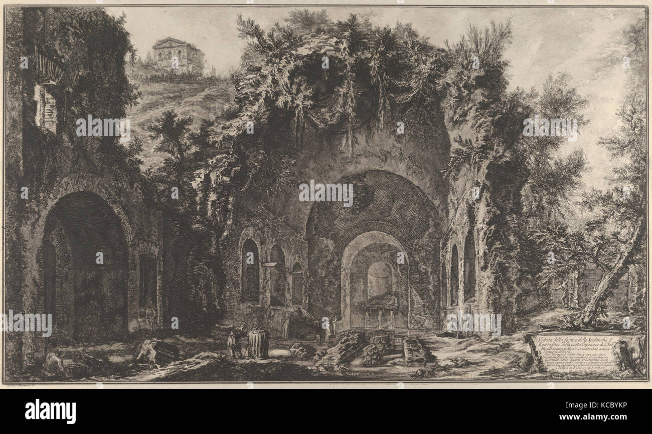 Ansicht der fountainhead und der Grotte von Egiria außerhalb der Porta Capena, Giovanni Battista Piranesi, 1760-78 Stockfoto