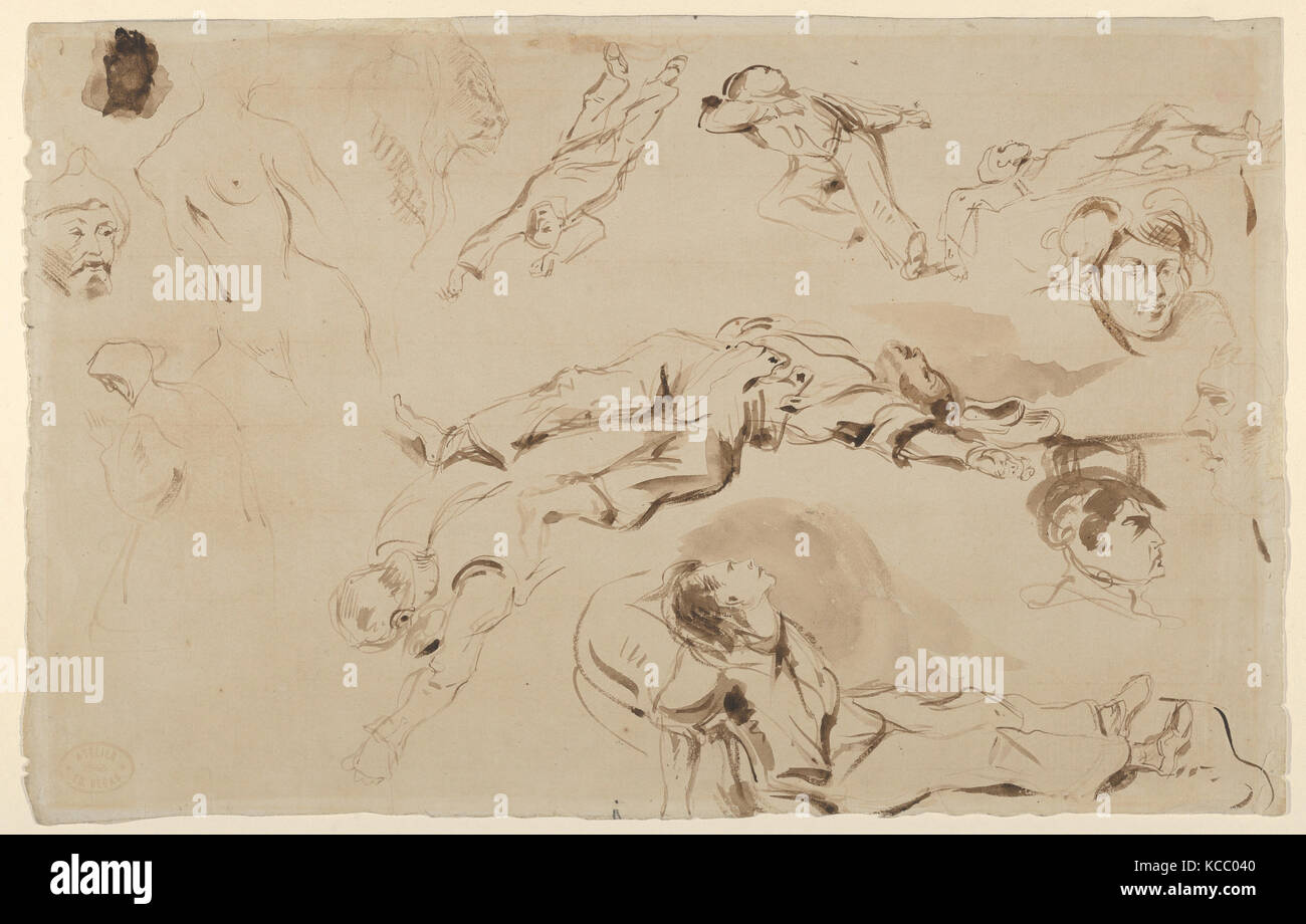Abbildung Studien, im Zusammenhang mit 'Freiheit führt das Volk", Eugène Delacroix, Ca. 1830 Stockfoto