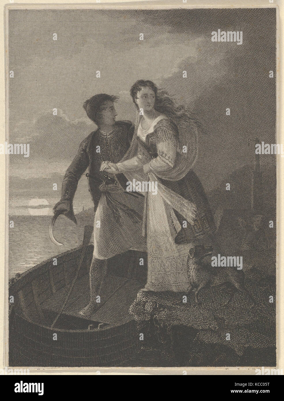 Griechische Liebhaber, 1825, Gravieren, Blatt: 3 11/16 x 2 3/4 in. (9,3 x 7 cm), Drucke Stockfoto Griechische Liebhaber, 1825, Gravieren, Blatt: 3 11/16 x 2 3/4 in. (9,3 x 7 cm), Drucke Stockfoto