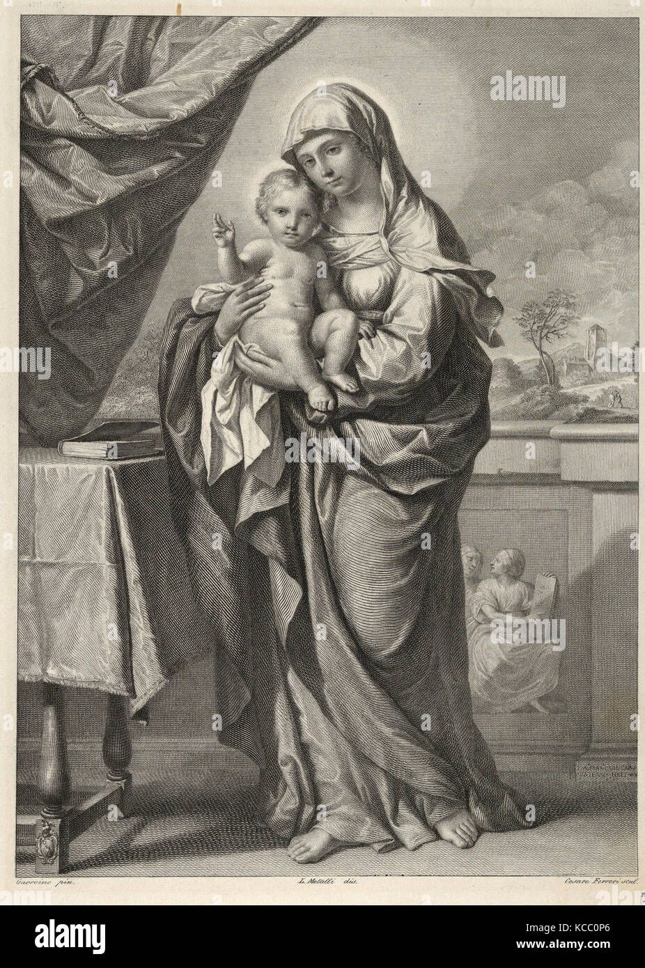 Zeichnungen und Drucke, Drucken, Jungfrau und Kind, Künstler, Künstler, Verleger, Nach, Guercino (Giovanni Francesco Barbieri Stockfoto