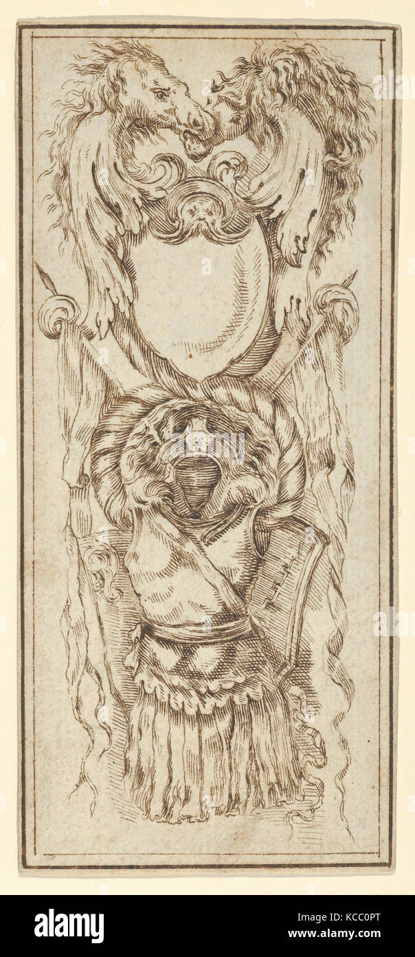 Ornament mit Rüstung und Pferd', Stefano Della Bella, 17. Jahrhundert Stockfoto