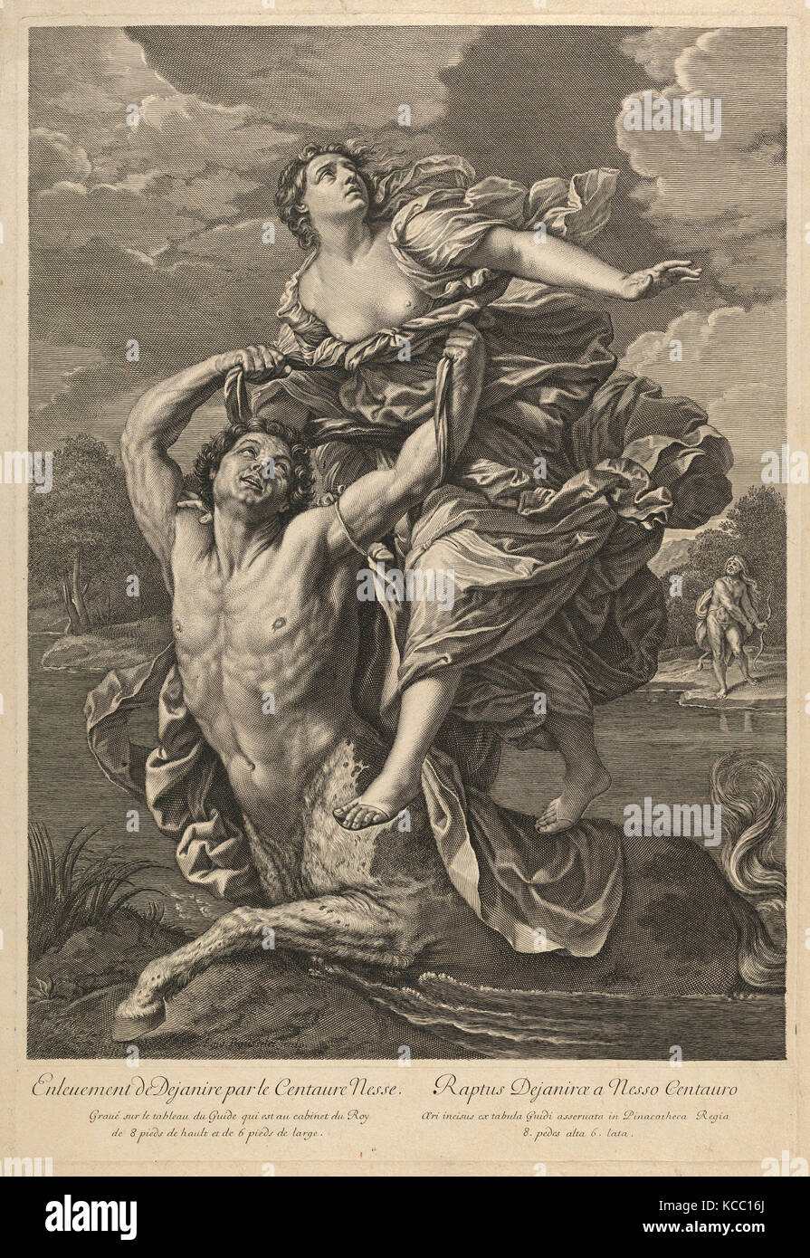 Zeichnungen und Drucke, Drucken, Dejanira entführt von der Centaur Katharina, ein Mann mit Pfeil und Bogen auf der rechten Seite, nach Reni Stockfoto