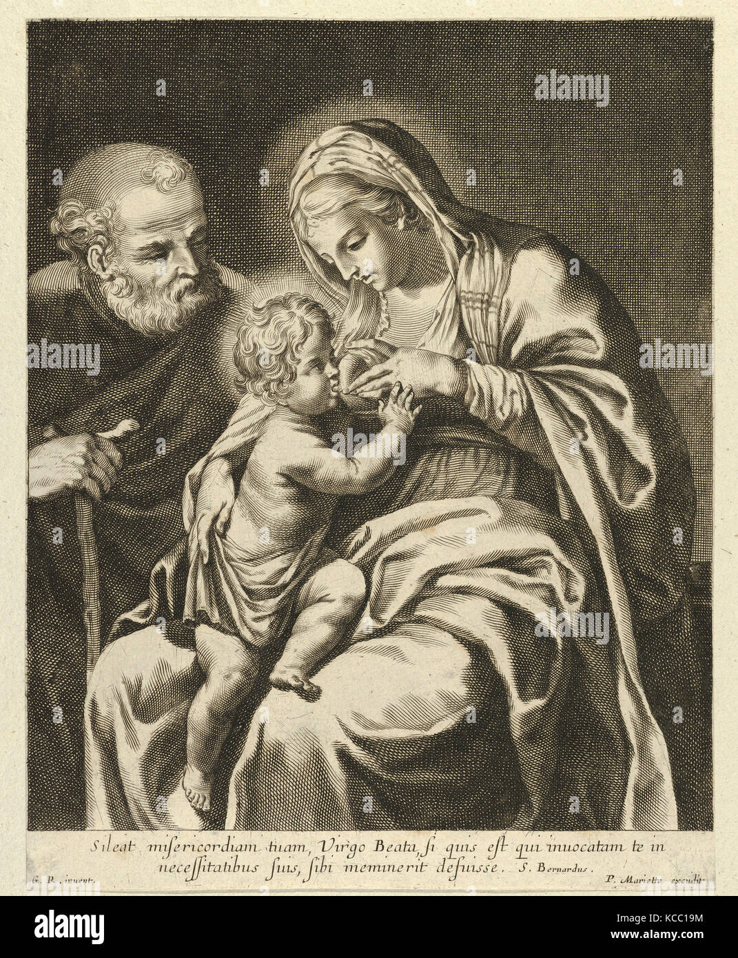 Zeichnungen und Drucke, Drucken, die Jungfrau Pflege des Säuglings Christus, Joseph auf der linken Seite, nach Reni Stockfoto