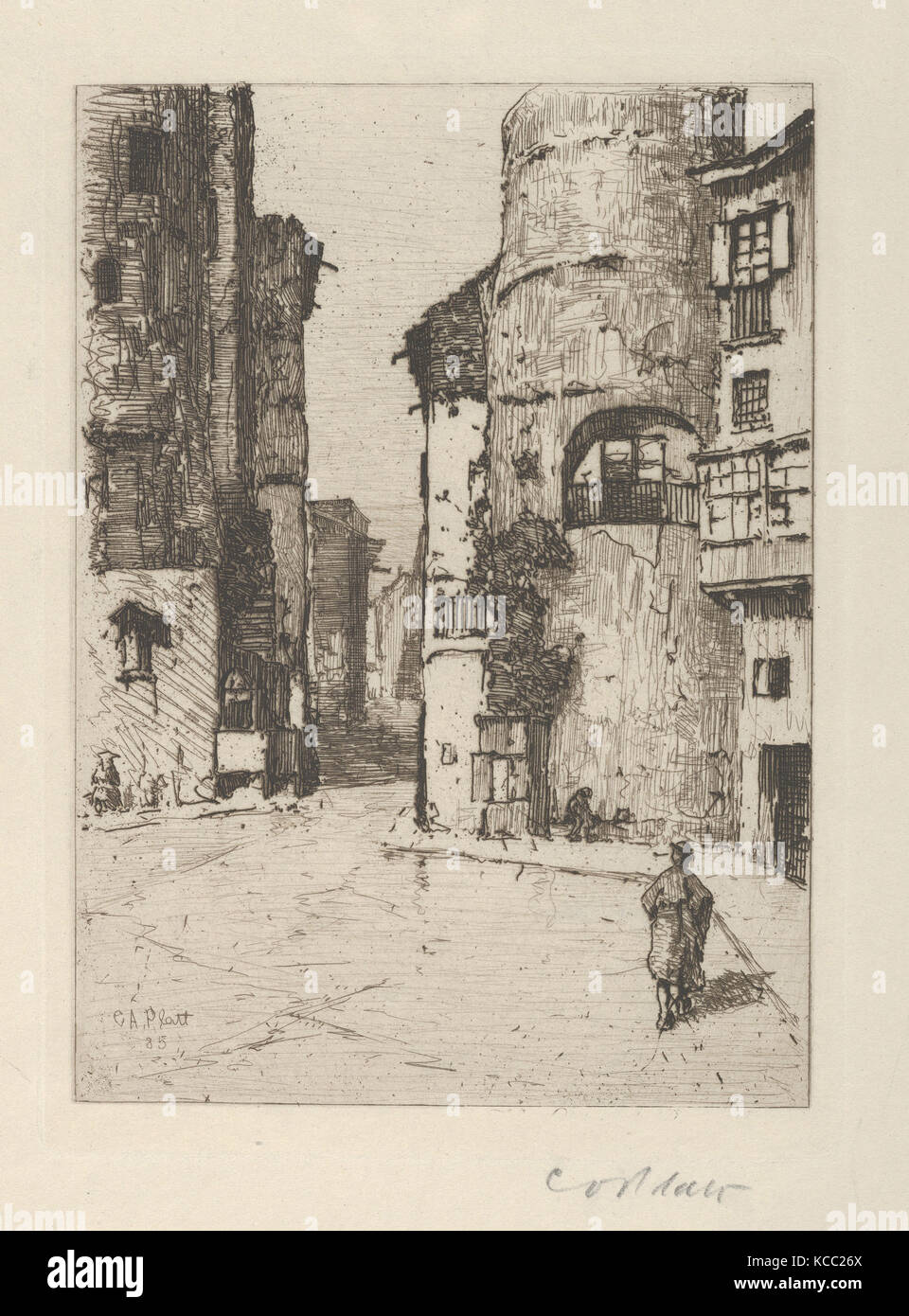 Alte Gate-Tower in Barcelona, Charles Adams Platt, 1885 Stockfoto