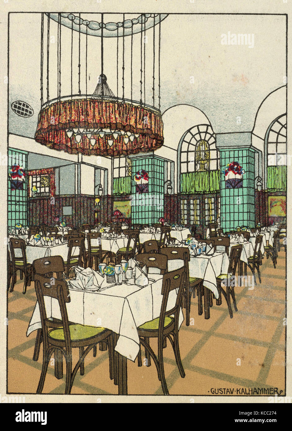 Zeichnungen und Drucke, Drucken, National Railway Station Restaurant, Wien X, Josef Pohl, Restaurant Staatsbahnhof, Wien X Stockfoto