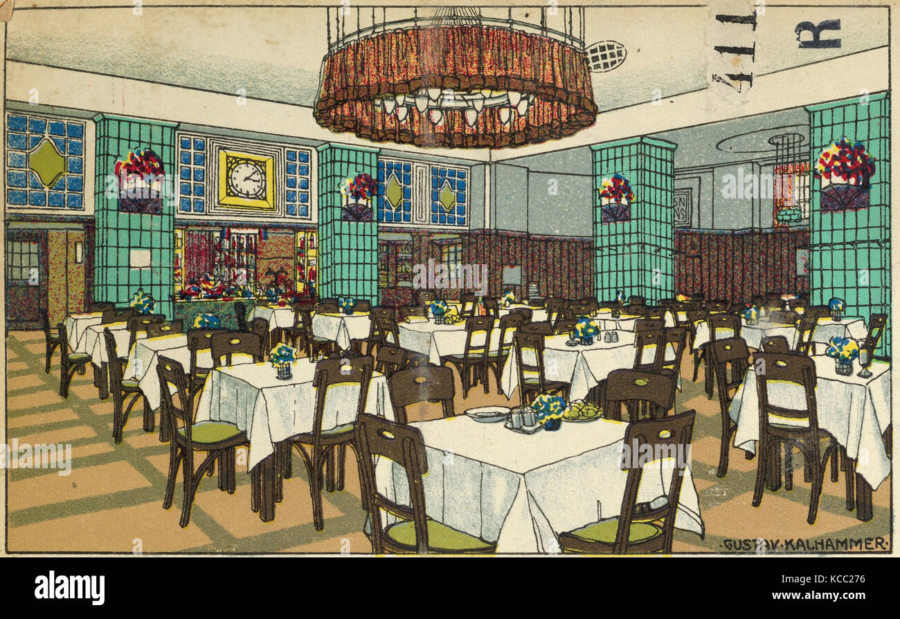 Zeichnungen und Drucke, Drucken, National Railway Station Restaurant, Wien X, Josef Pohl, Restaurant Staatsbahnhof, Wien X Stockfoto