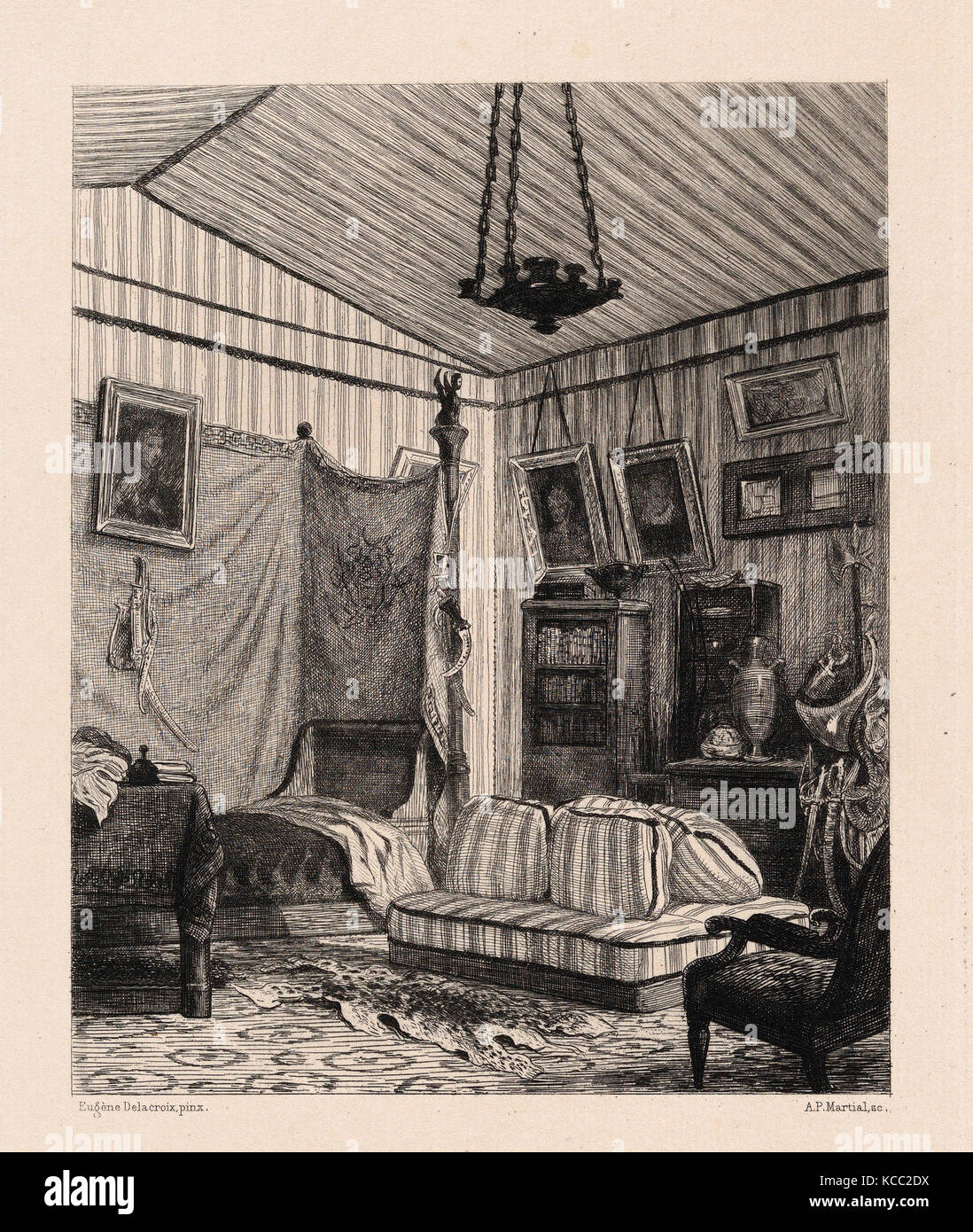 Zeichnungen und Drucke, Drucken, L'Appartement du Comte de Mornay, Publisher, Radierer, Künstler, Nach, A. Beillet, Adolphe Martial Stockfoto