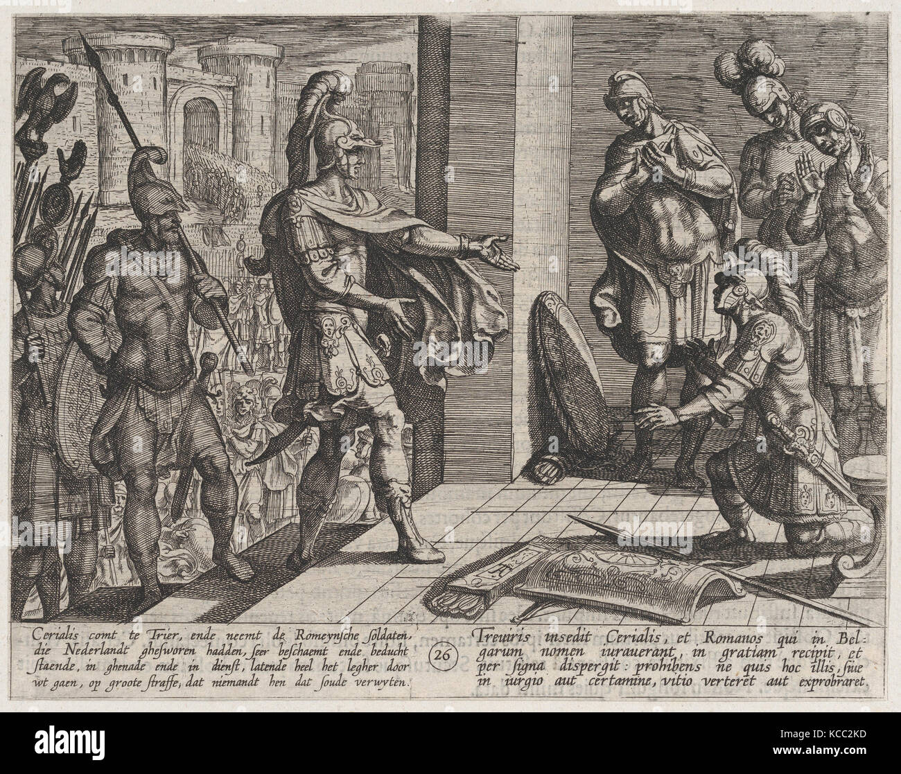 Platte26: cerialis Begnadigungen und entlastet die römischen Soldaten, die Civilis, aus dem Krieg der Römer gegen die Bataver geholfen hatte, Stockfoto
