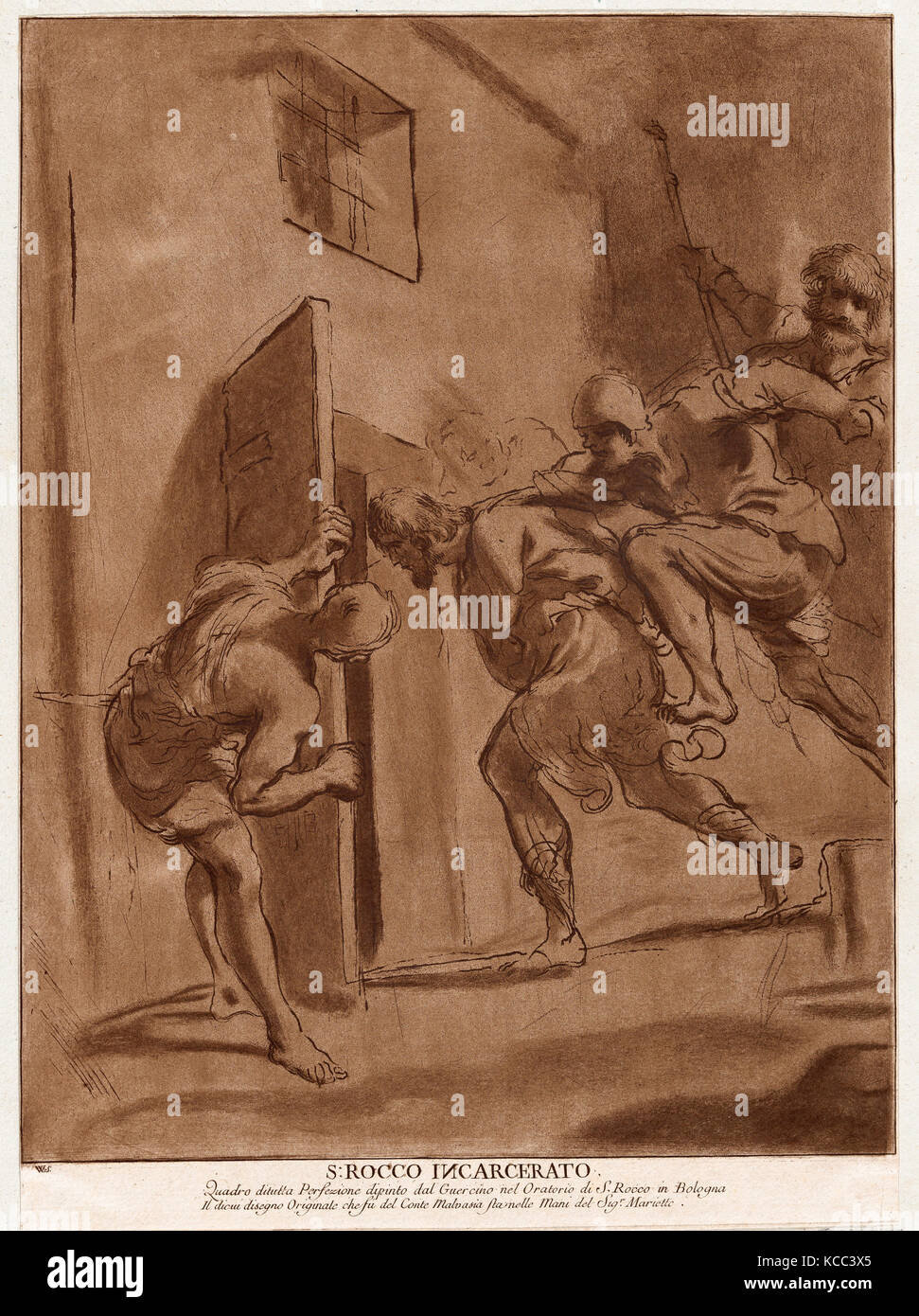 Zeichnungen und Drucke, Drucken, die Inhaftierung von St. Roch, Künstler, Nach, Guercino (Giovanni Francesco Barbieri), Vangelisti Stockfoto