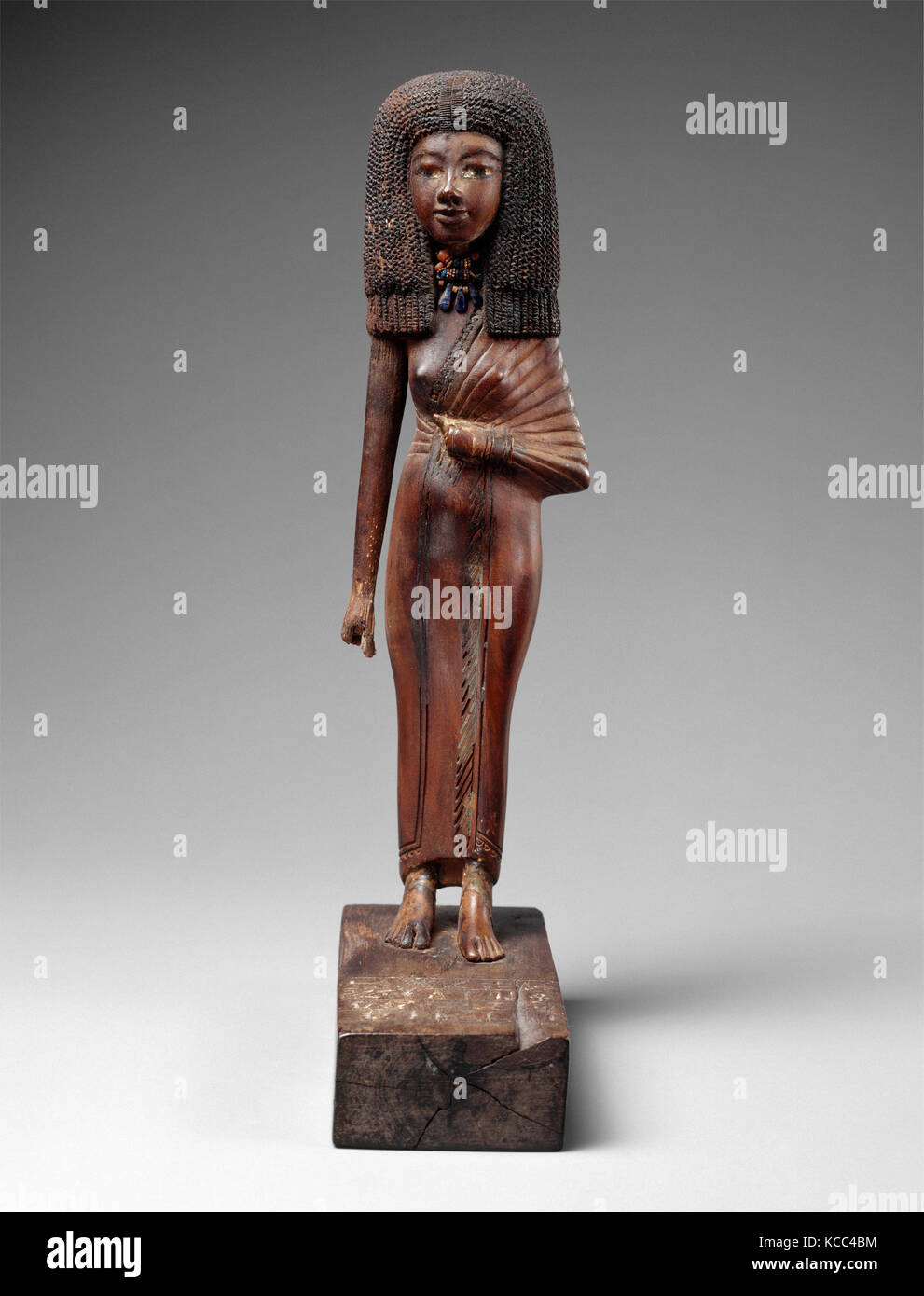 Statuette der Dame Teje, Neues Reich, 18. Dynastie, Ca. 1390 - 1349 v. Chr., aus Ägypten, Holz, Karneol, Gold, Glas, ägyptische Blau Stockfoto