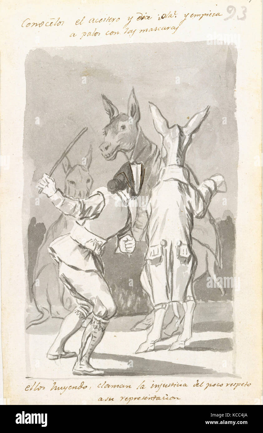 Masquerading Esel, 179697, Pinsel in Grau und Schwarz waschen (Tusche), berührte mit Feder und
