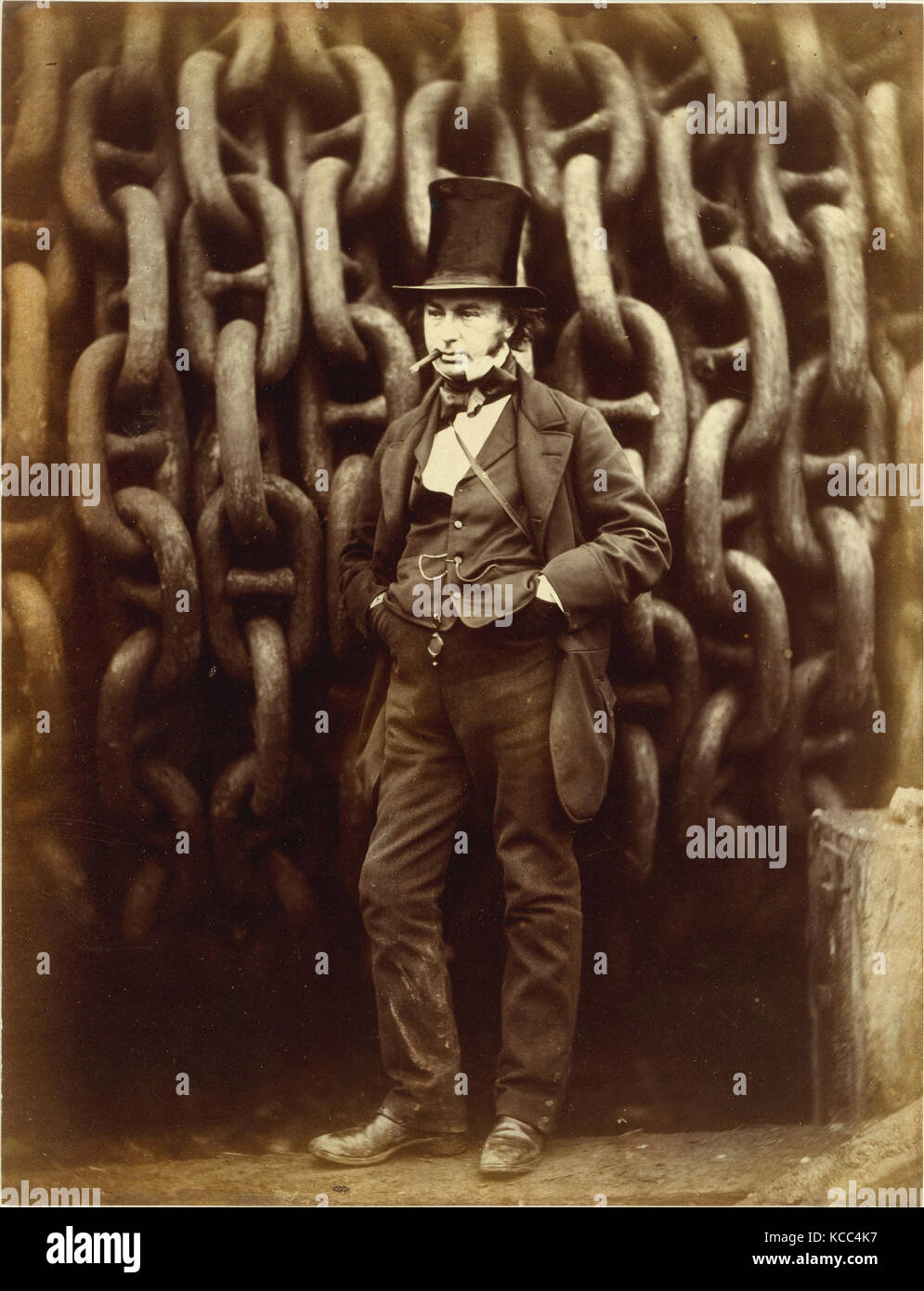 Isambard Kingdom Brunel Stehend vor dem Starten von Ketten der Great Eastern, Robert Howlett, 1857, Gedruckt 1863 - 64 Stockfoto