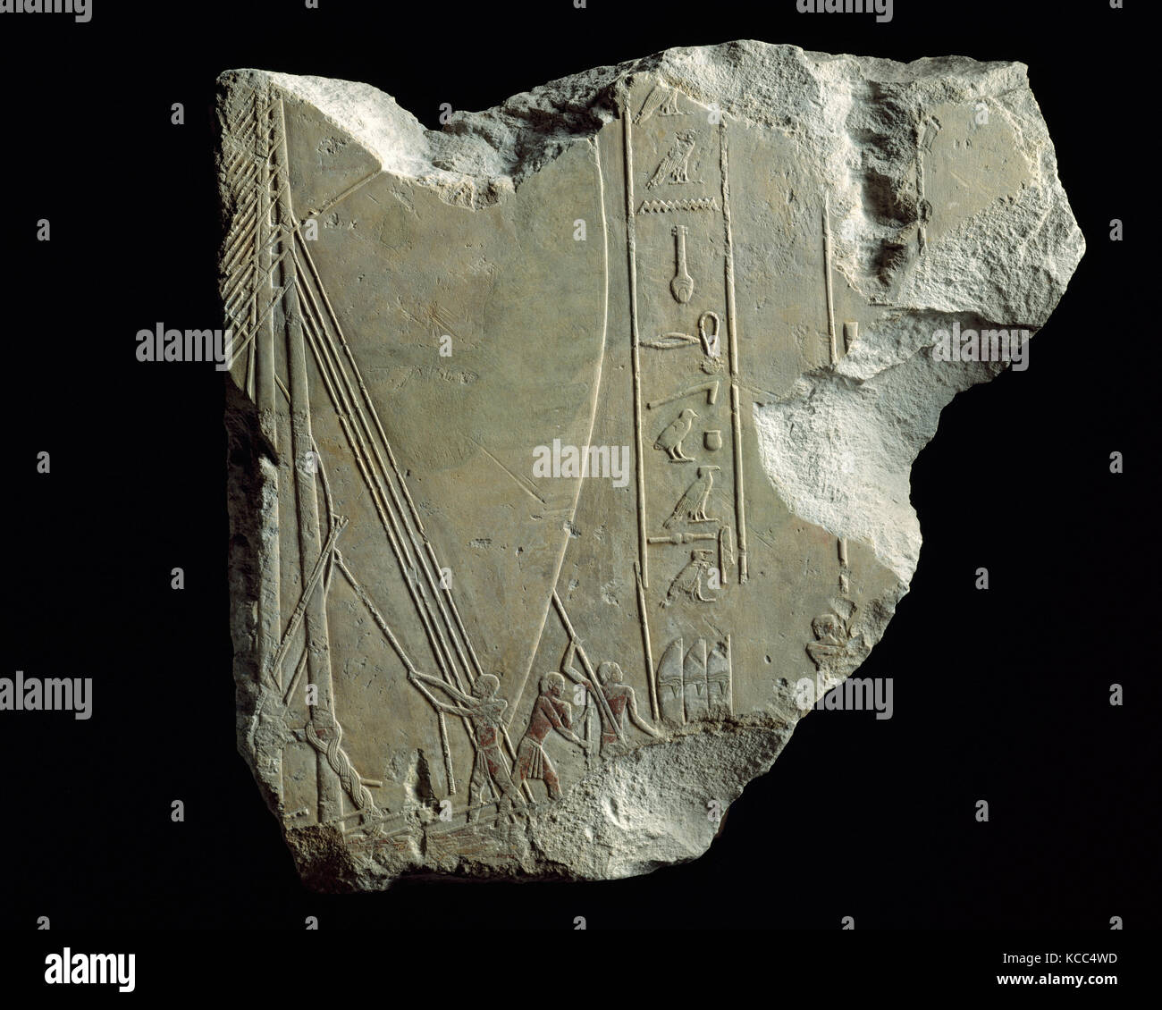 Relief Fragment mit einem Schiff unter Segeln, Ca. 2465 - 2458 v. Chr. Stockfoto