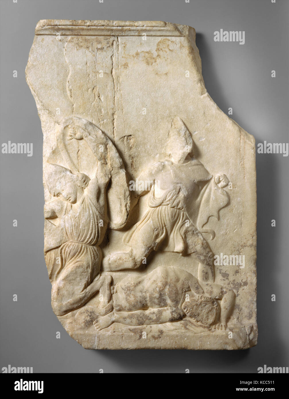 Fragment aus einem Marmorrelief von einem Grabmal, Ca. 390 v. Chr. Stockfoto