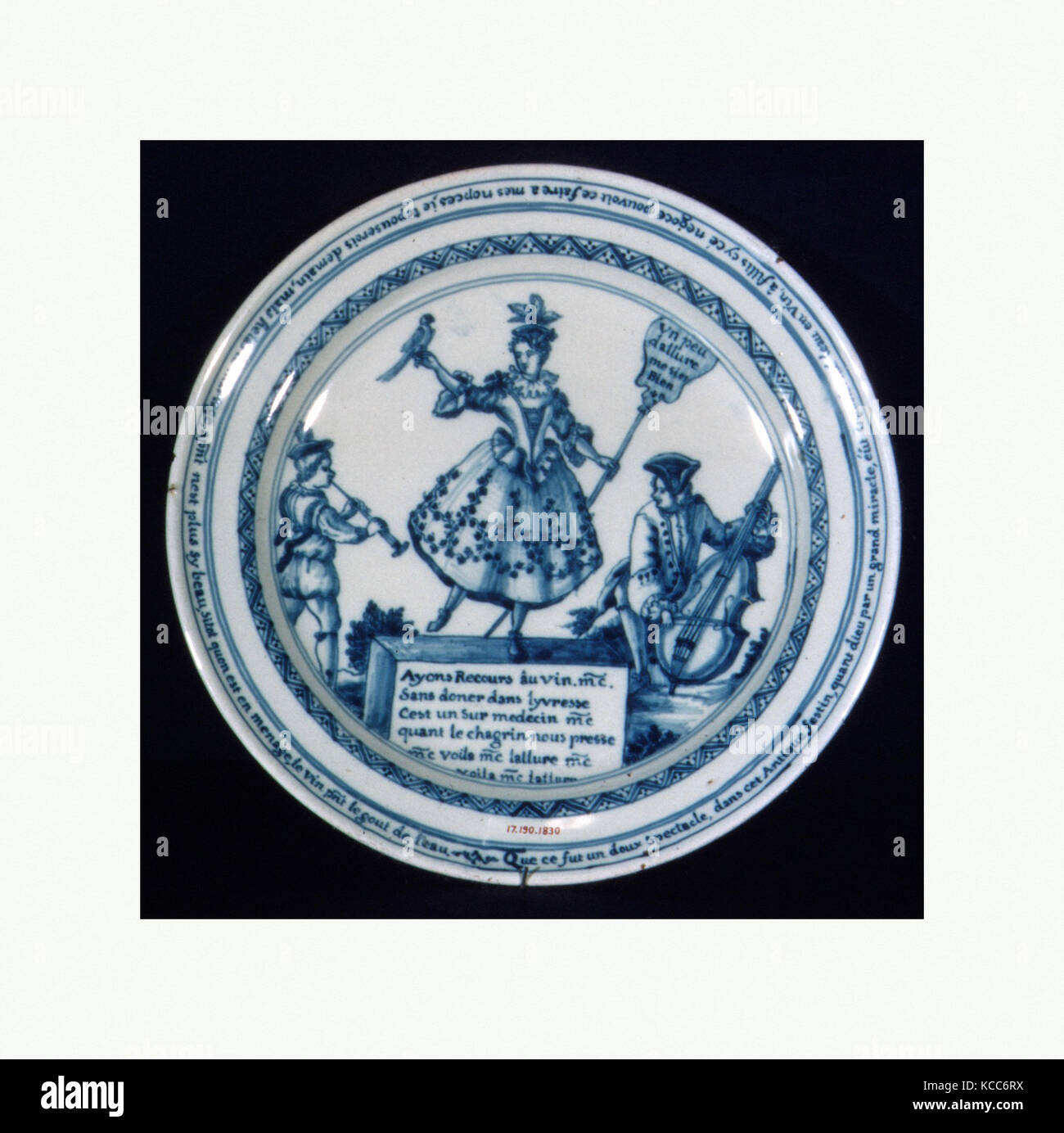 Platte, 1738-49, Französisch, evtl. Marseille, Fayence (tin-glasiert Steingut), Durchmesser: 9 cm. (23,5 cm), Ceramics-Pottery Stockfoto
