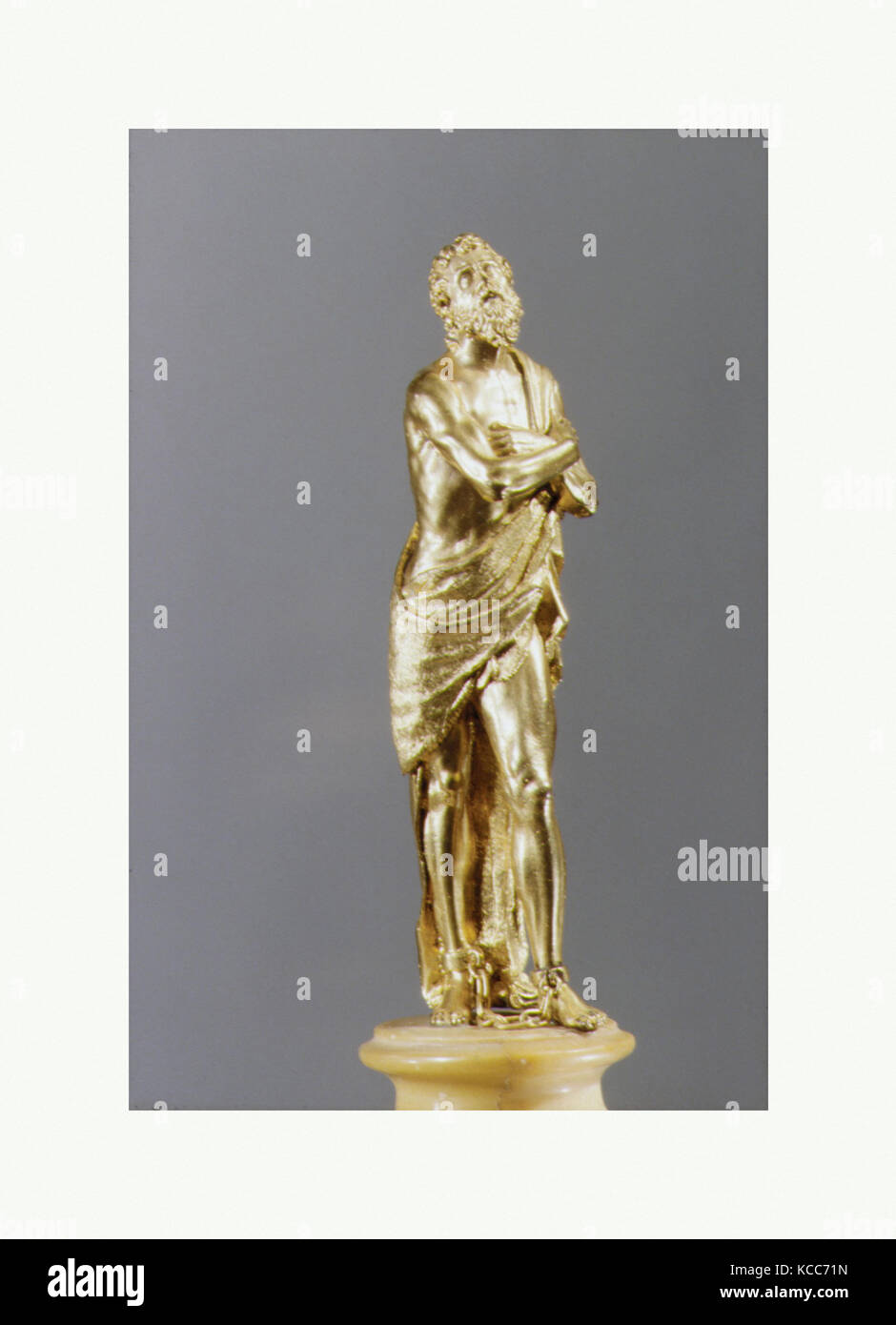 Gefangener, Ende des 16. Anfang des 17. Jahrhunderts, Italienisch, wahrscheinlich Rom, vergoldeter Bronze, Höhe: 5. (12,7 cm), Sculpture-Bronze Stockfoto