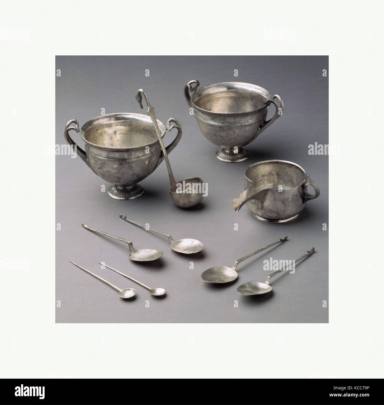 Gegenstände zum Tisch- und Küchengebrauch aus dem Tivoli Horten, Mitte 1. Jahrhundert v. Chr. Stockfoto