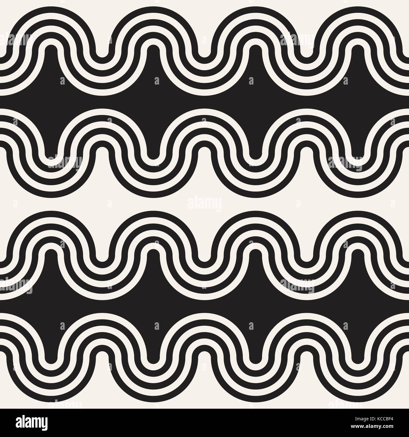Nahtlose Wellenlinien Muster. Wiederholen vektor Textur. Elegante streifen Hintergrund. Moderne Grafiken mit parallele Wellen. Stock Vektor
