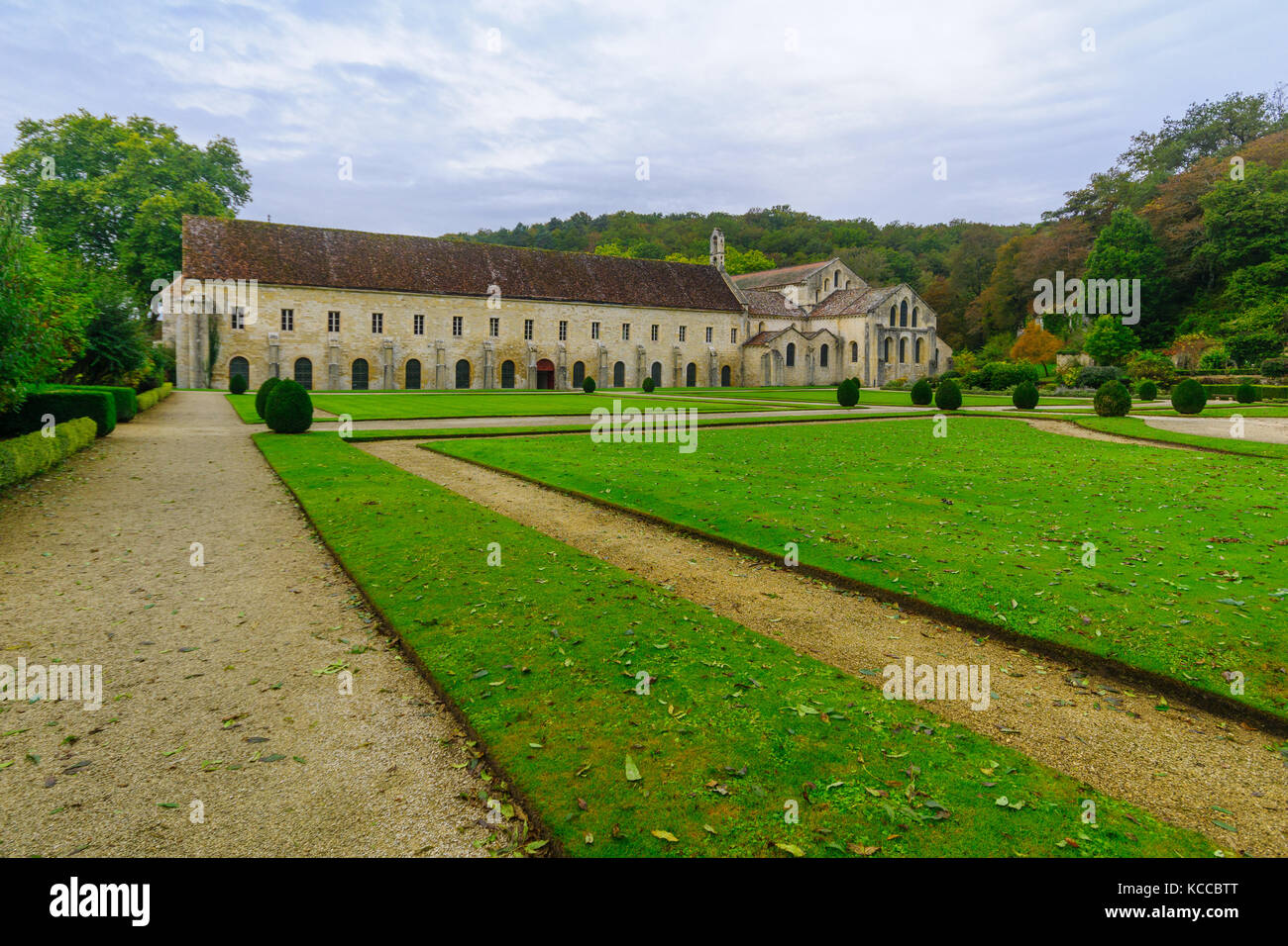Die Abtei von Fontenay Hof, in Burgund, Frankreich Stockfoto
