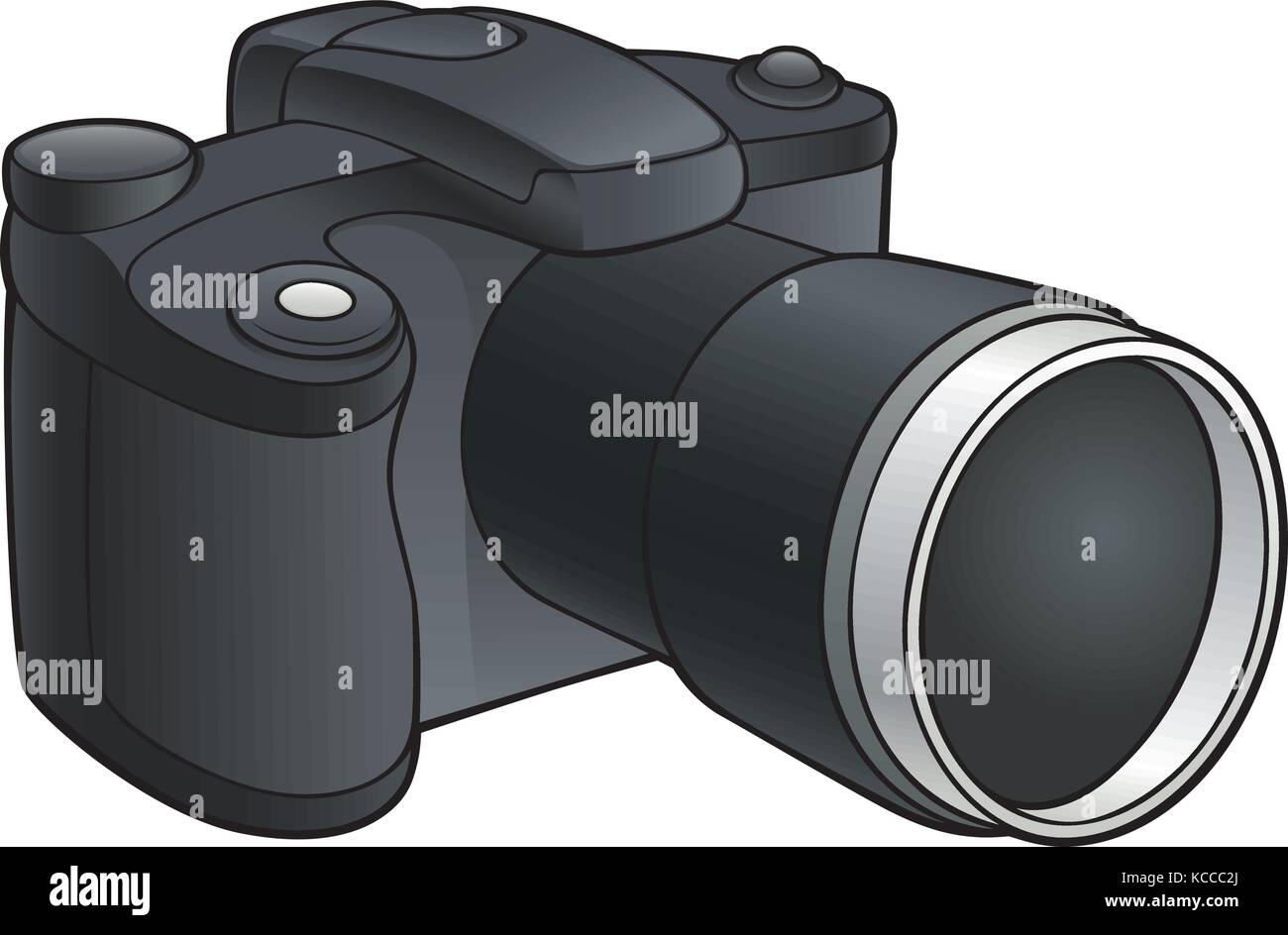 Vector Abbildung: digitale Kamera mit Zoomobjektiv Stock Vektor
