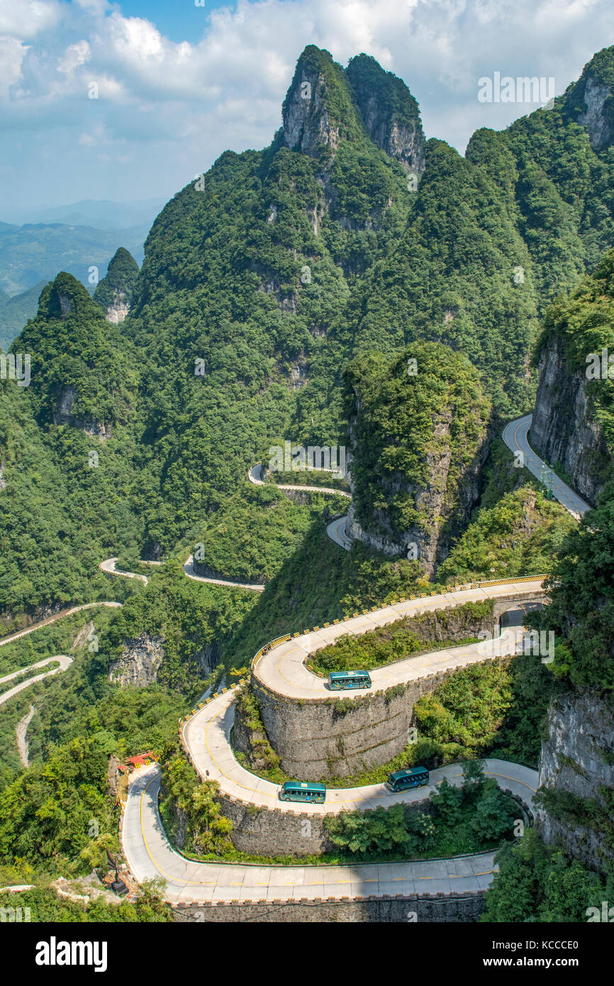 Straße bis tianmen Mountain, Niagara-on-the-Lake, Hunan, China Stockfoto