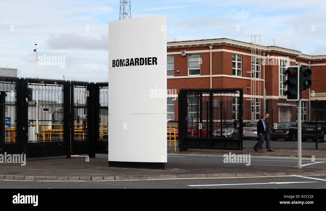 Belfast, Nordirland. 1. Oktober 2017. Die Bombardier Aerospace in Belfast, Nordirland. Credit: laura Hutton/alamy Stockfoto