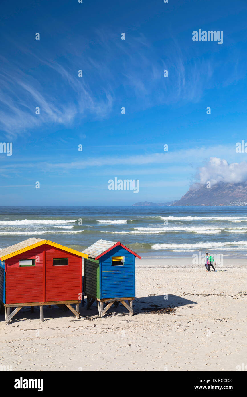 Strand Hütten auf muizenburg Beach, Cape Town, Western Cape, Südafrika Stockfoto