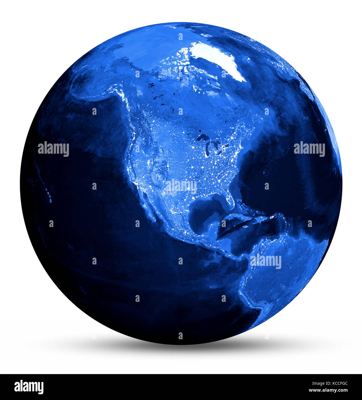 Amerika blaue Karte 3D-Rendering Stockfoto