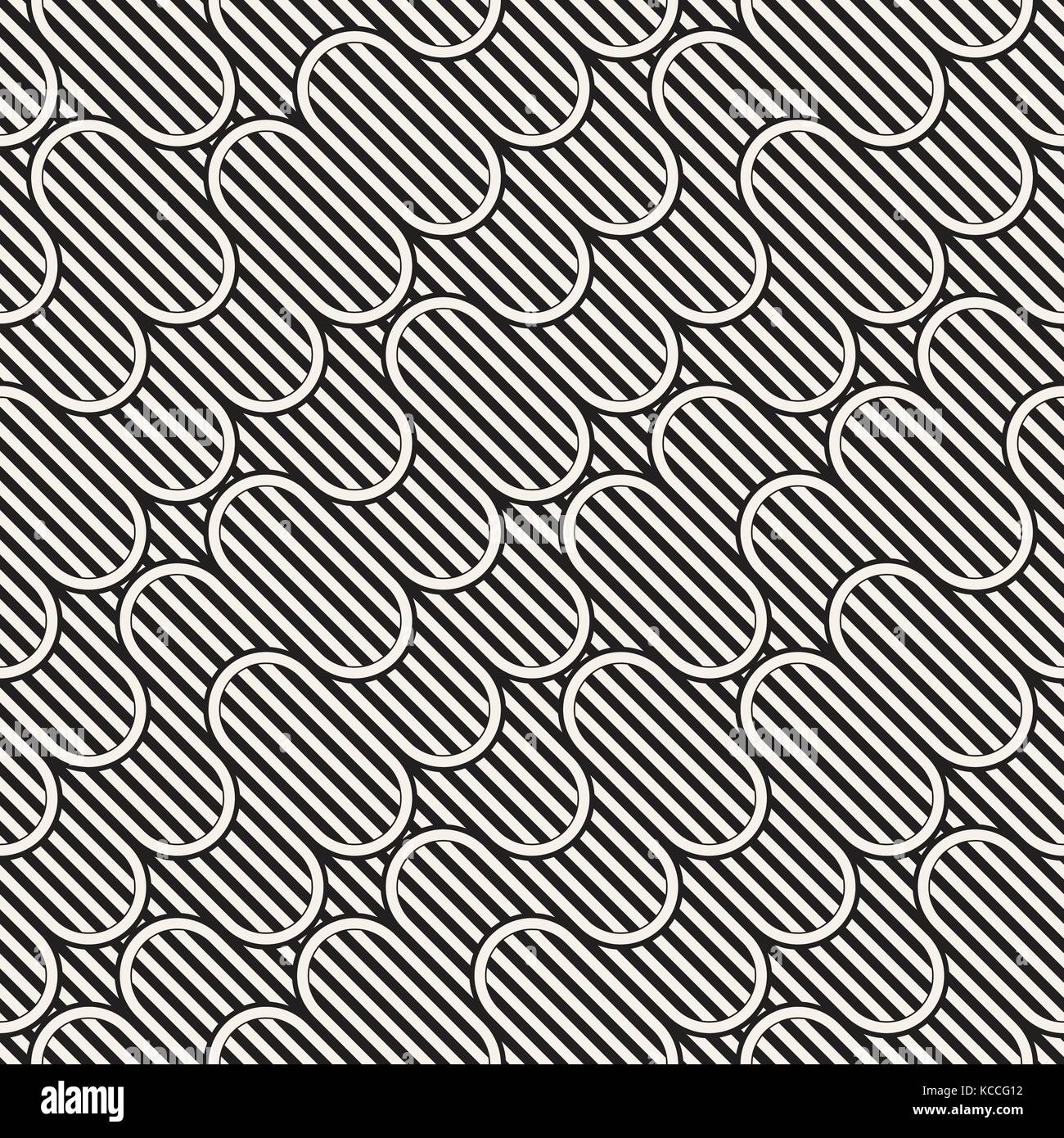 Nahtlose monochrome winken Muster. Abstrakte stripy Hintergrund. Vektor unregelmäßig Runde streifen design. Stock Vektor