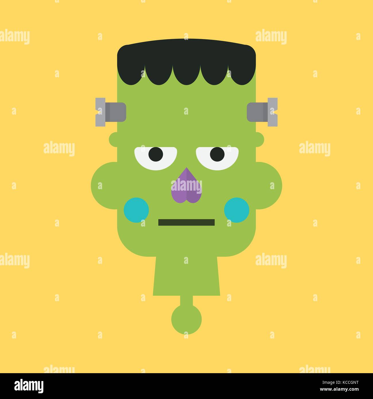 Leiter der grüne Zombie. halloween Charakter Vector Illustration Stock Vektor