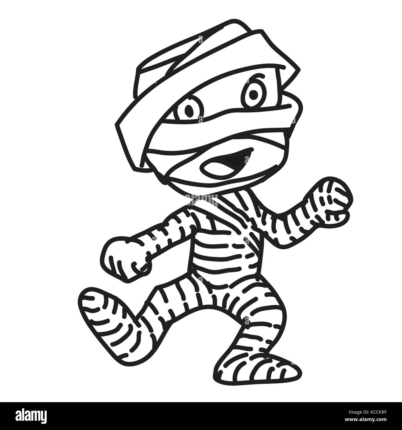 Süße Mami monster Cartoon auf weißem Hintergrund. Schwarz und Weiß eine einfache Linie vektor Illustration für Malbuch - lineare Vektor Stock Vektor