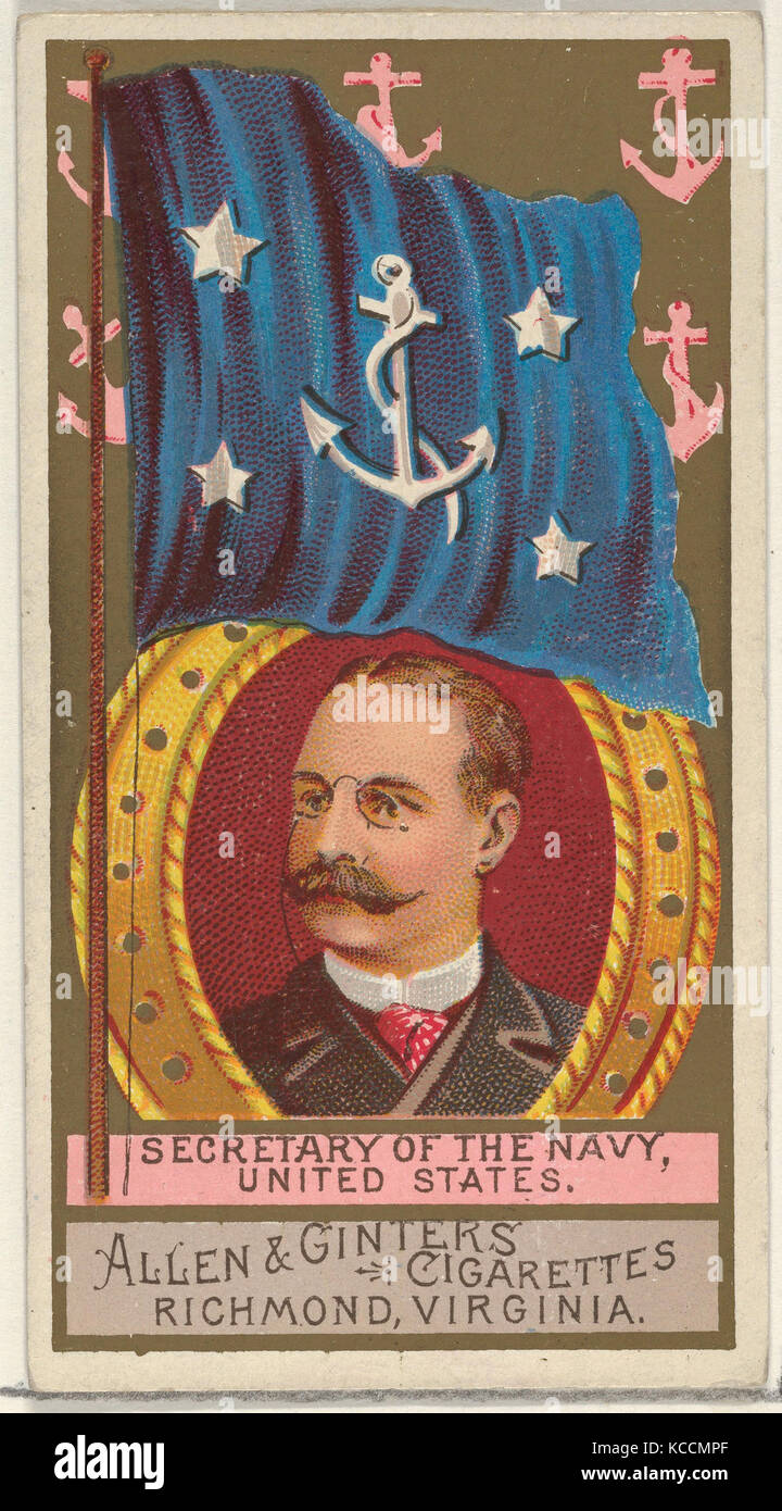 Sekretär der Marine, den Vereinigten Staaten, von der Naval Flaggen Serie (N 17) bei Allen&Ginter Zigaretten Marken, Ca. 1888 Stockfoto