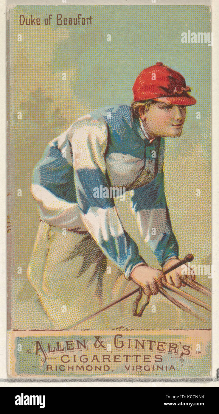 Herzog von Beaufort, aus der Racing Farben der World Series (N22b) für Allen & Ginter Zigaretten, 1888 Stockfoto