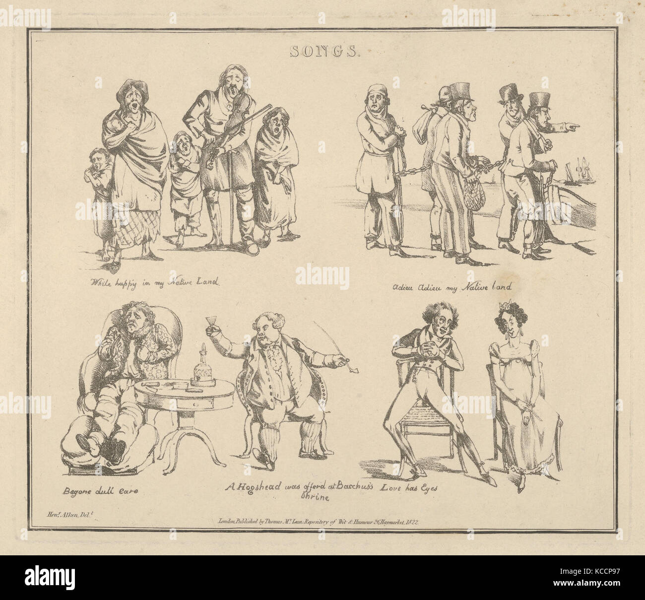 Lieder: "Während in meiner Heimat glücklich ...', Henry Thomas Alken, 1822 Stockfoto