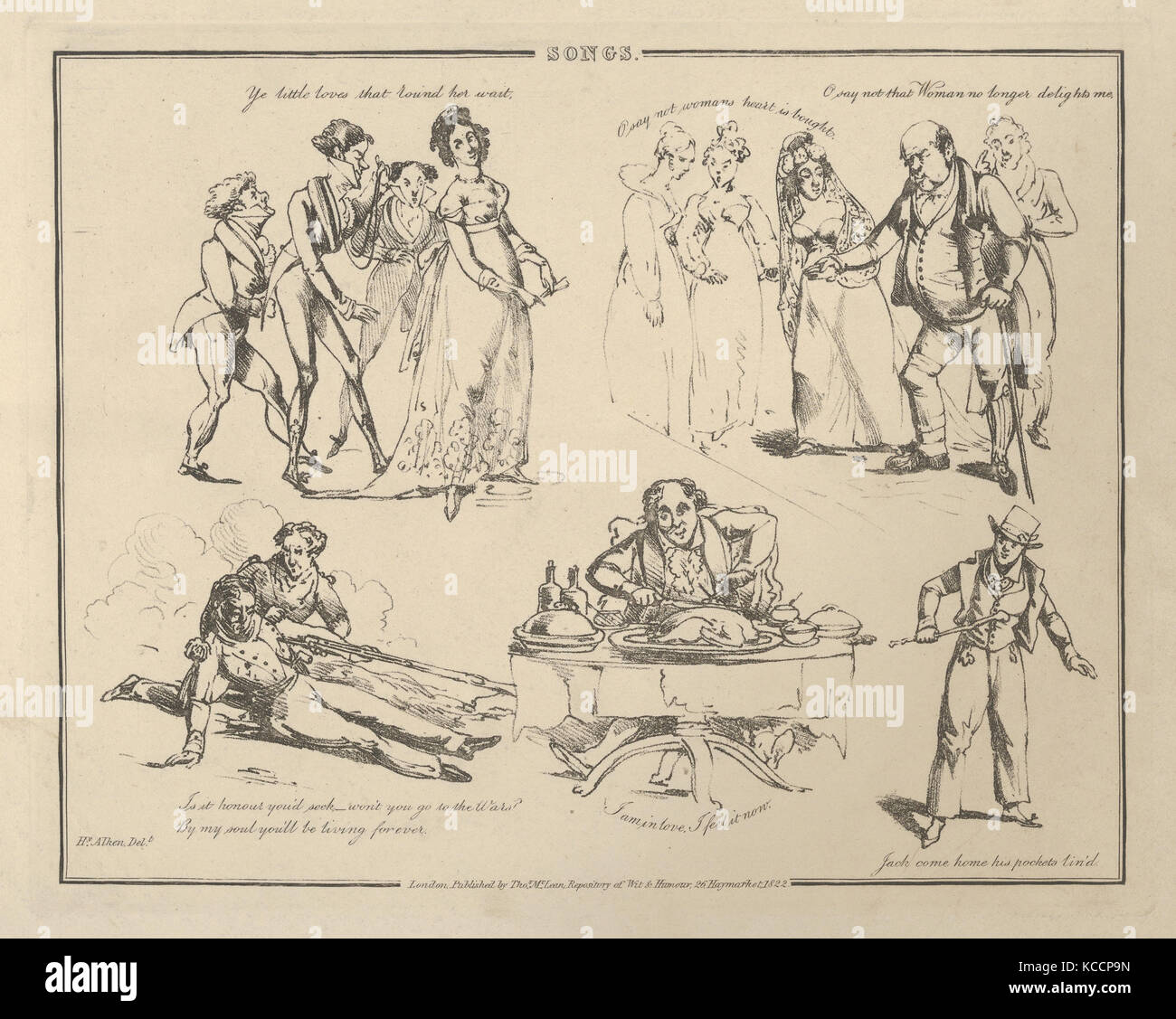 Lieder: "Ihr liebt wenig, die um ihr Warten...', Henry Thomas Alken, 1822 Stockfoto