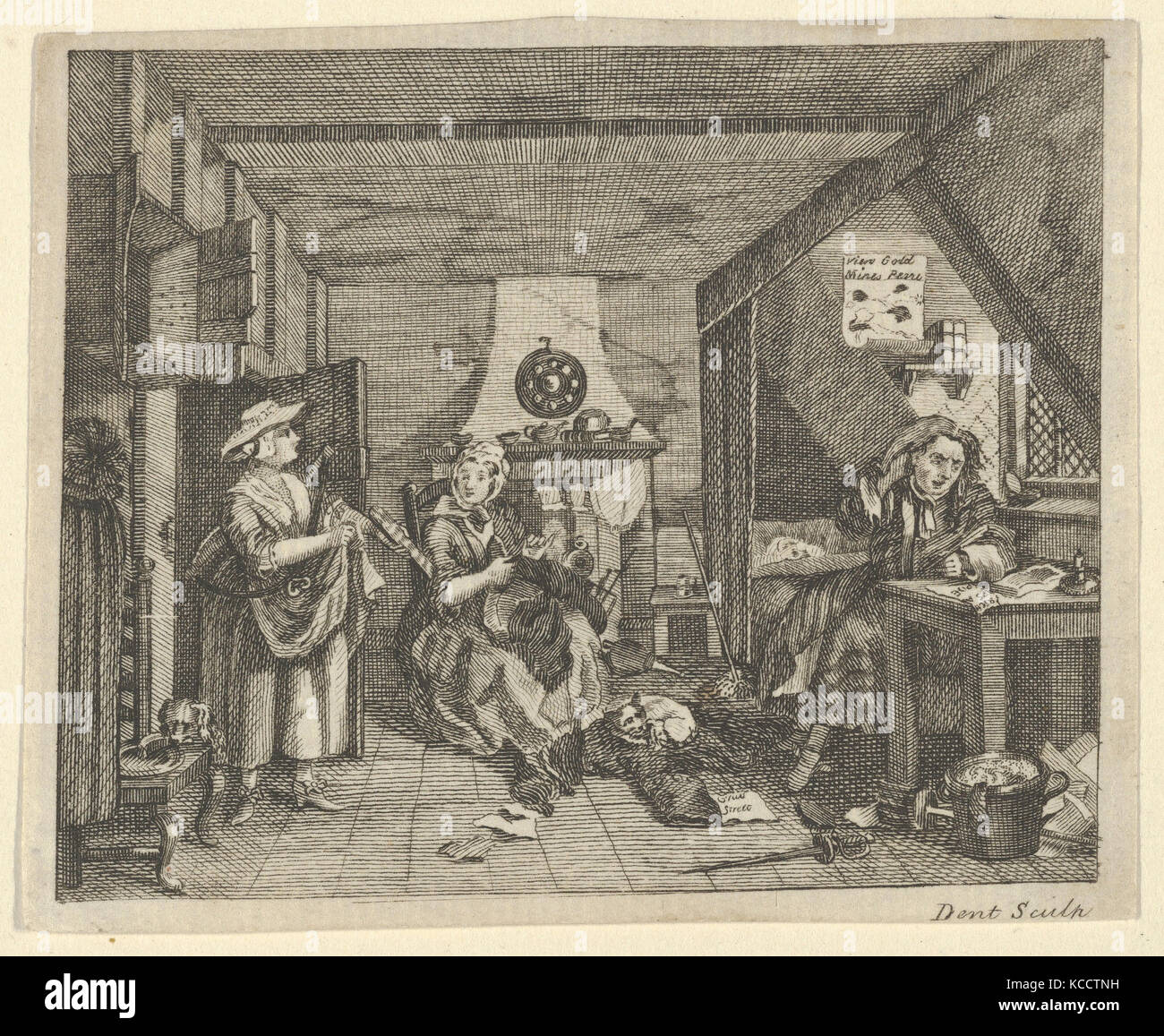 Die geplagte Dichter, nachdem William Hogarth, Ca. 1800 Stockfoto