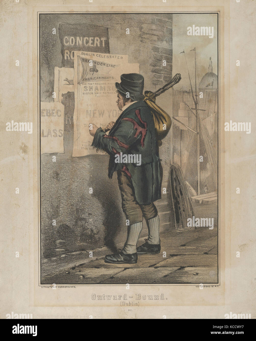 Outward Bound (Dublin), Ca. 1860, handkolorierte Lithographie, Bild: 11 1/2 x 7 3/4 in. (29,2 x 19,7 cm), Drucke, Begleiter Szene Stockfoto