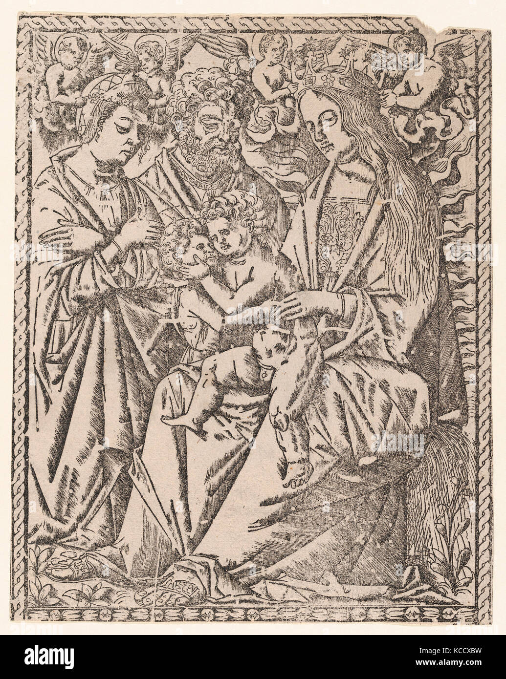 Zeichnungen und Drucke, Drucken, Johannes der Täufer, der Christus Kind, auf das Knie des Jungfrau sitzt Stockfoto