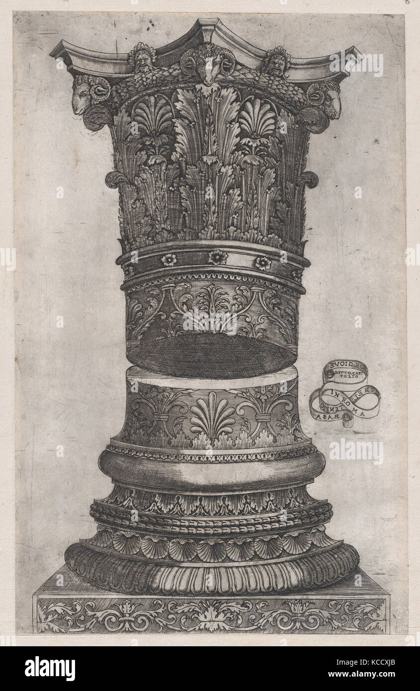 Speculum romanae Magnificentiae: Eingerichtet Kapital und die Basis in der Tempel des Jupiter, Rom, zurückzuführen auf Master G.A., Ca. 1537 Stockfoto