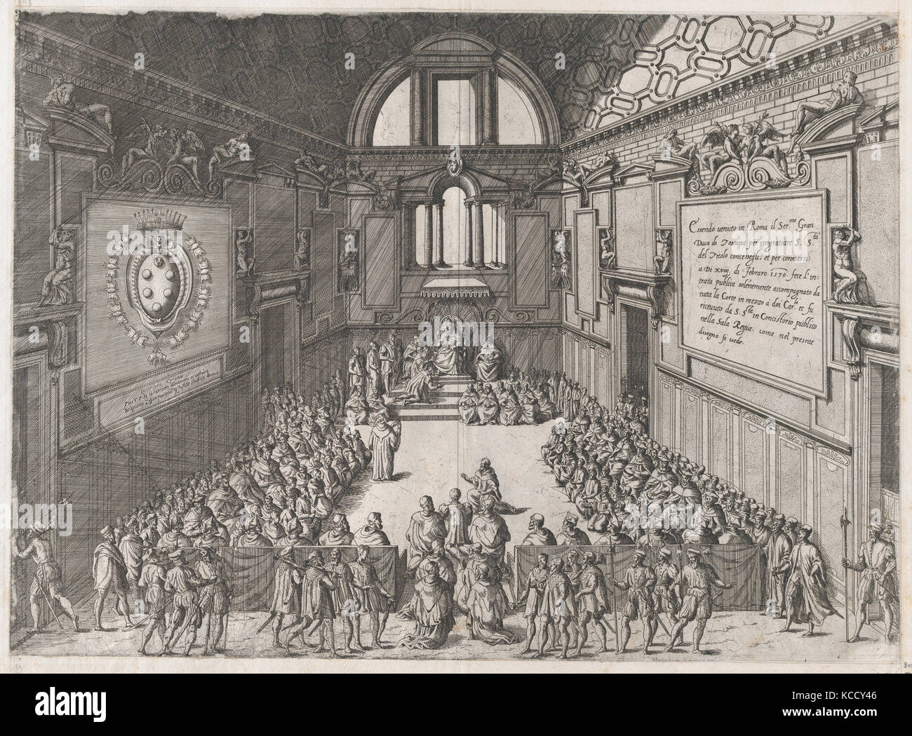 Speculum romanae Magnificentiae: Vatikan Empfang Der Herzog von Toskana, zurückzuführen auf Etienne DuPérac, Ca. 1570 Stockfoto