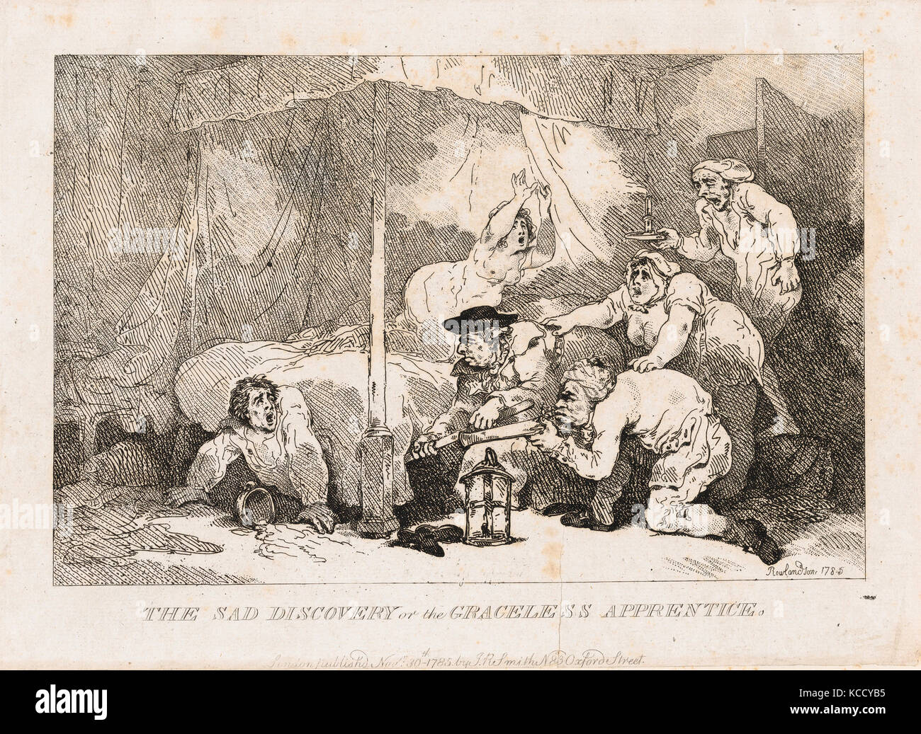 Die traurige Entdeckung des Graceless Lehrling, Thomas Rowlandson, Britischen, London 1757 - 1827 London), 30. November 1785 Stockfoto