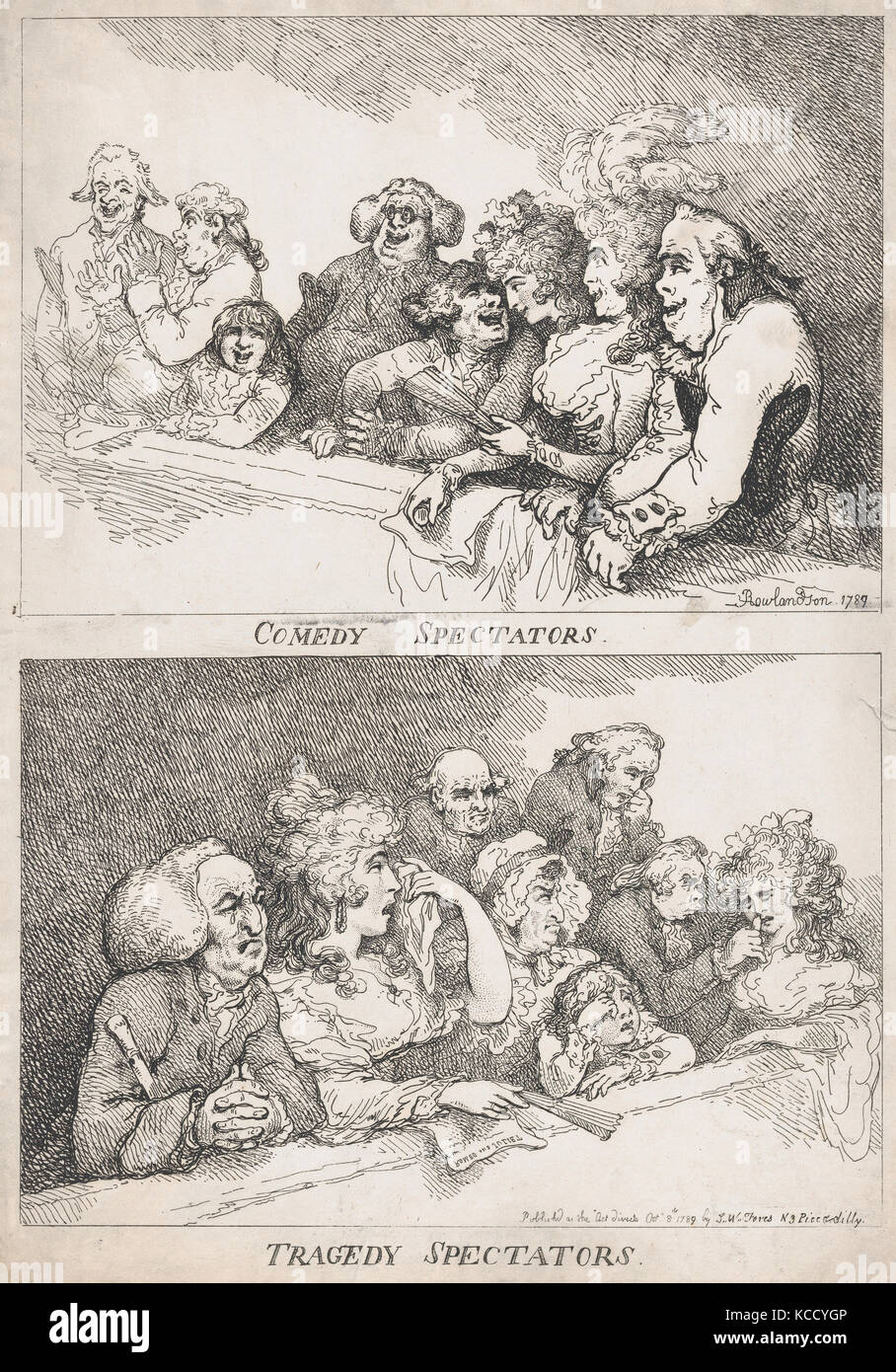 Komödie, Tragödie Zuschauer Zuschauer, Thomas Rowlandson, 8. Oktober 1789 Stockfoto